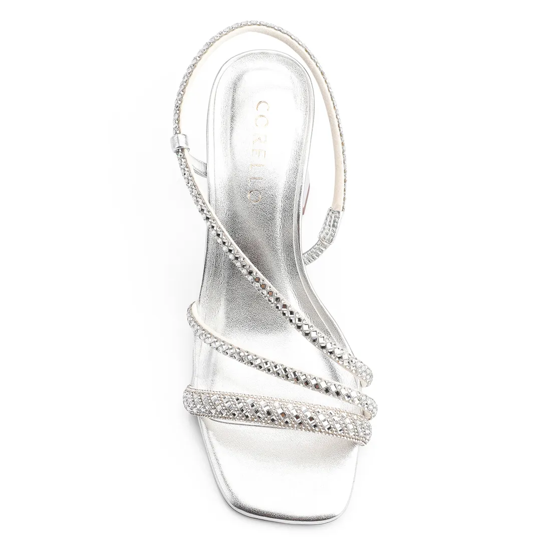 Sandália Prata Salto Bloco Alto Tiras Pedras Cristais - foto 5