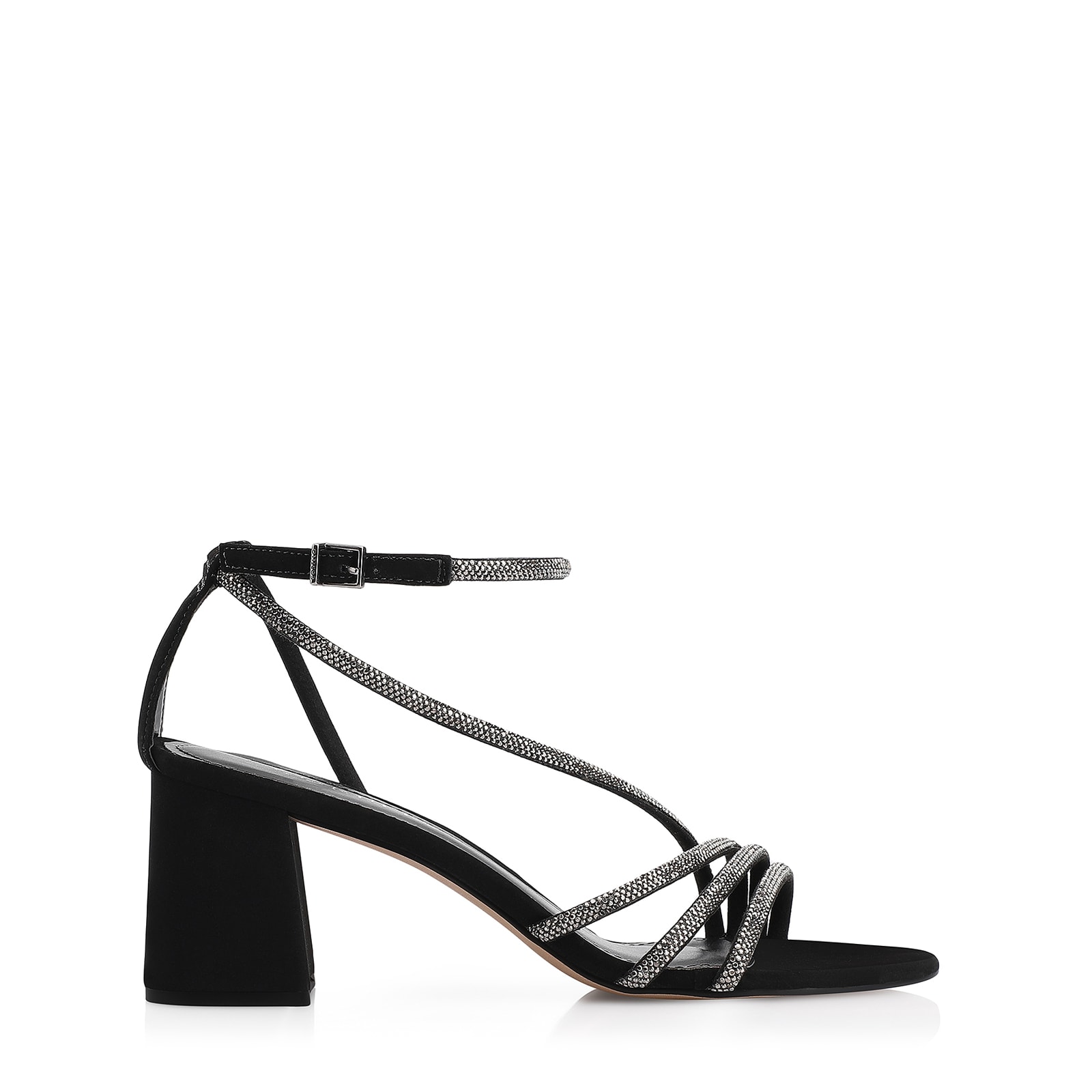 Sandália Strass Alt Nobuck Preto/Strass Grafite