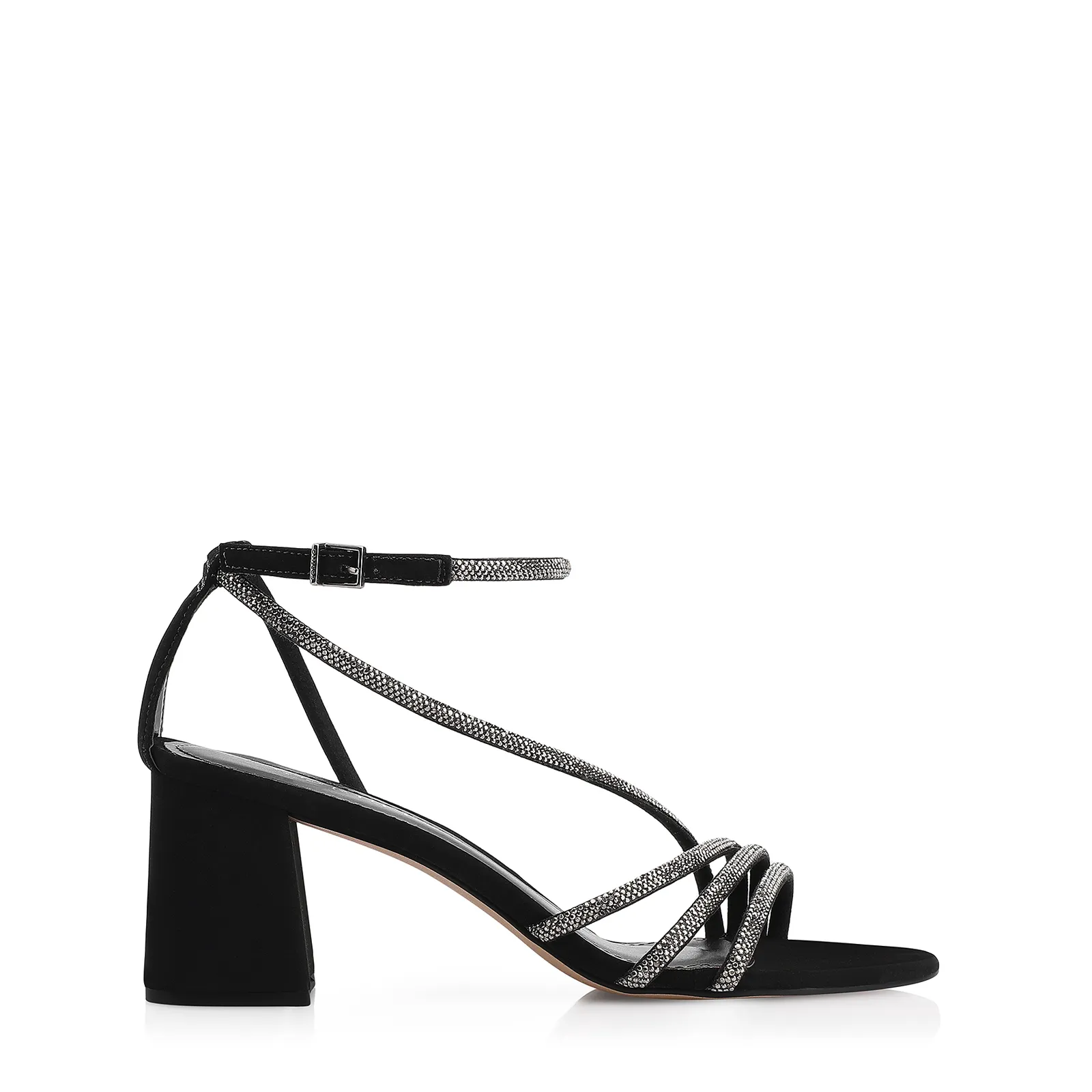 Sandália Strass Alt Nobuck Preto/Strass Grafite