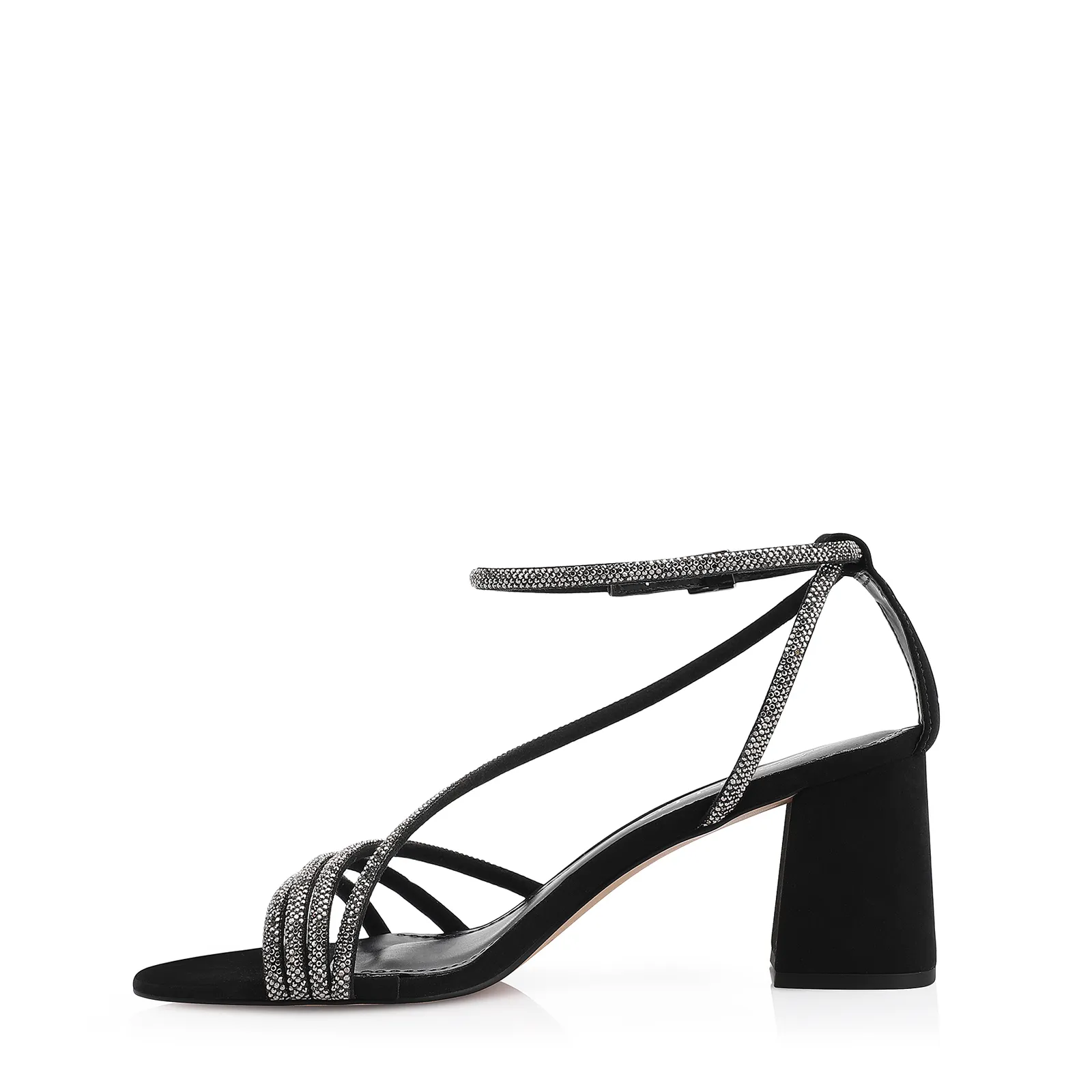 Sandália Strass Alt Nobuck Preto/Strass Grafite