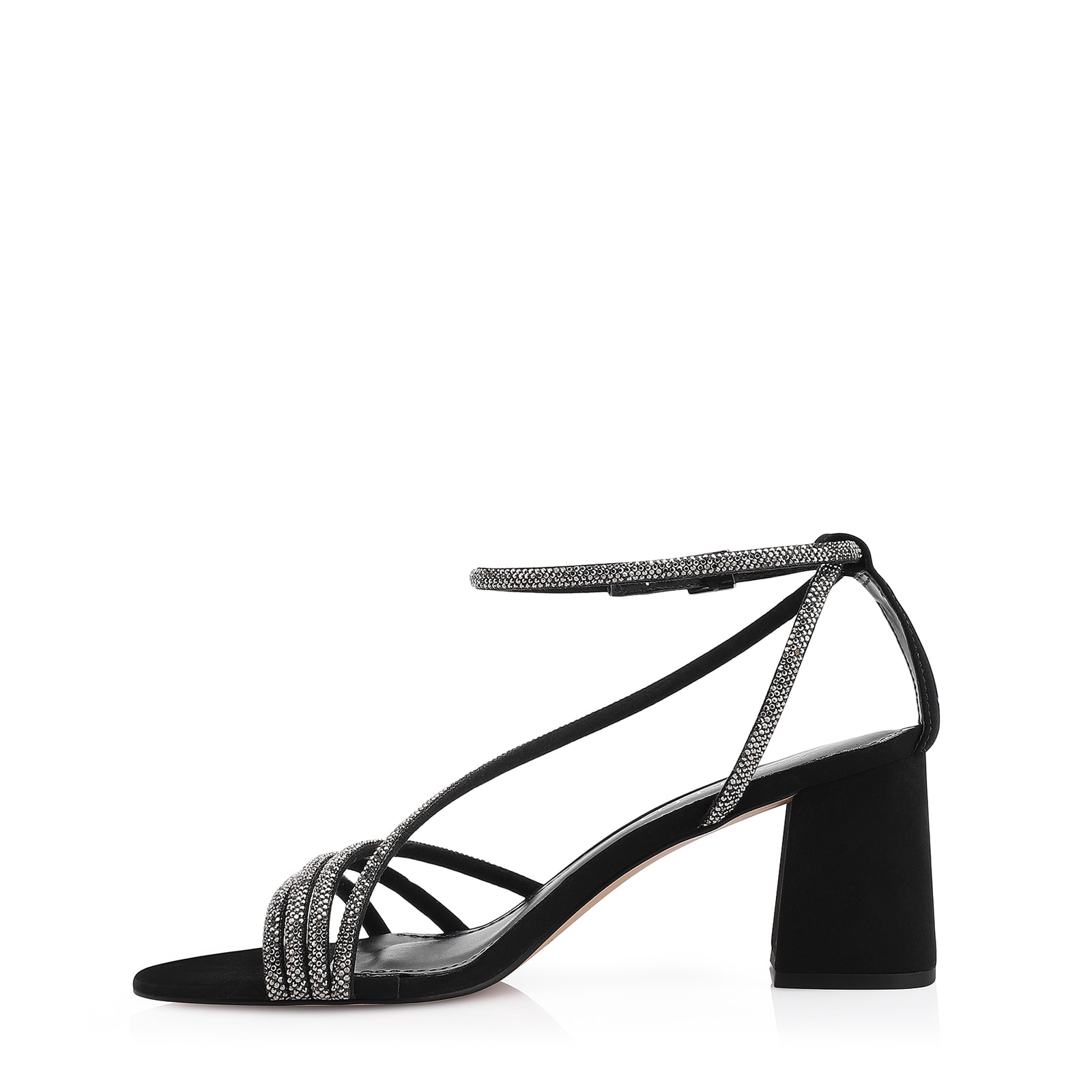 Sandália Strass Alt Nobuck Preto/Strass Grafite