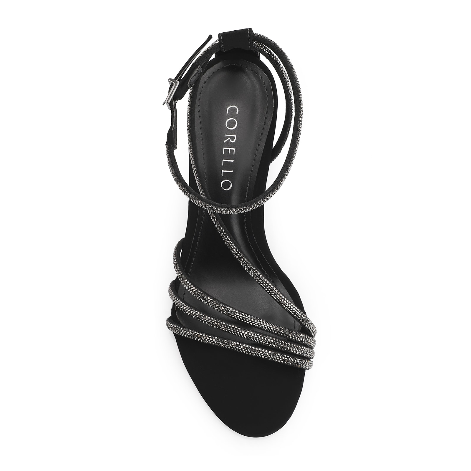 Sandália Strass Alt Nobuck Preto/Strass Grafite
