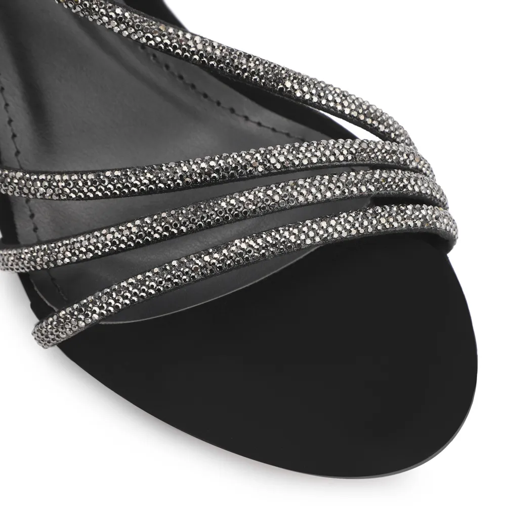Sandália Strass Alt Nobuck Preto/Strass Grafite - imagem 7