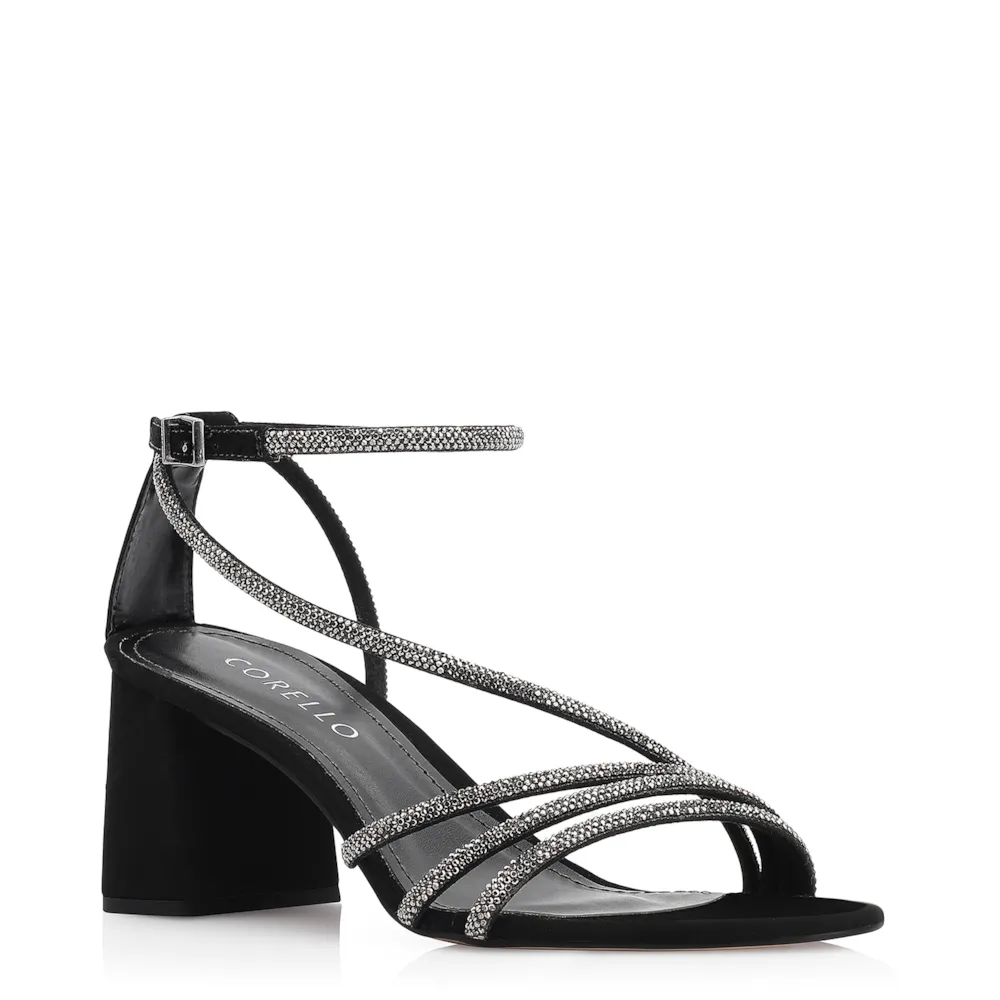 Sandália Strass Alt Nobuck Preto/Strass Grafite