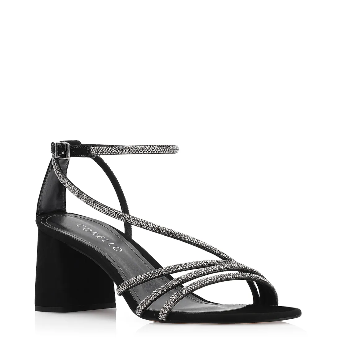 Sandália Strass Alt Nobuck Preto/Strass Grafite
