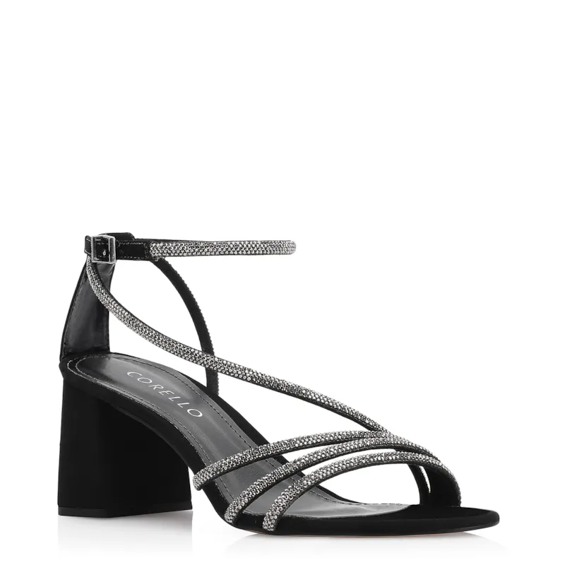 Sandália Strass Alt Nobuck Preto/Strass Grafite