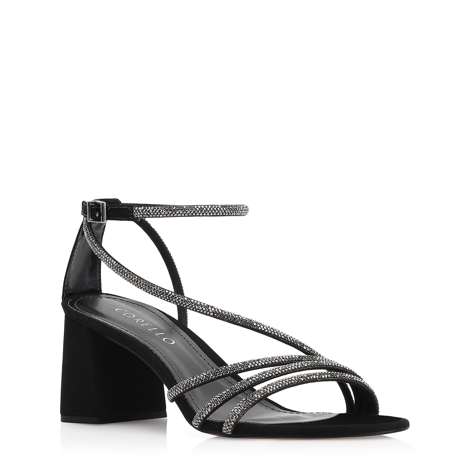 Sandália Strass Alt Nobuck Preto/Strass Grafite