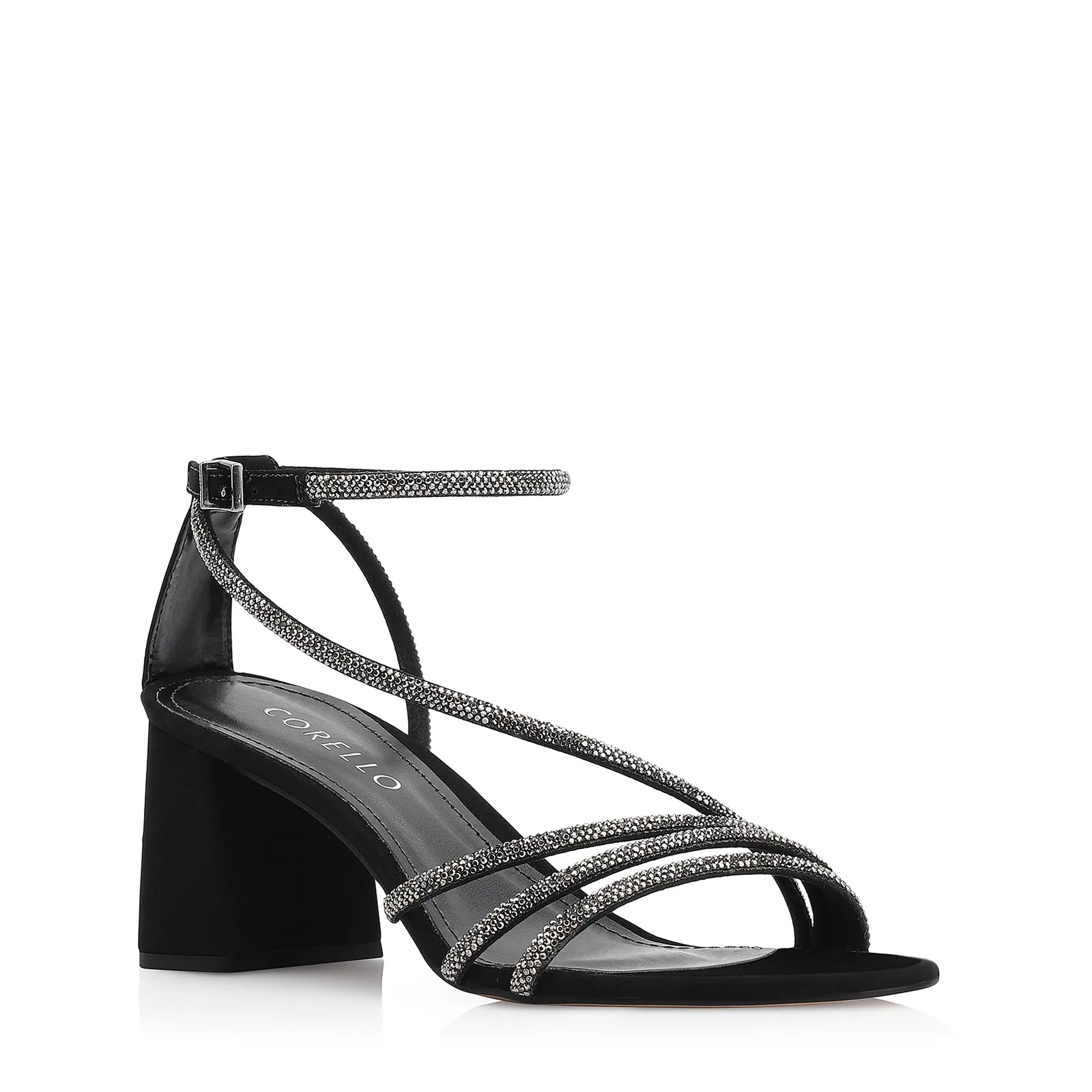 Sandália Strass Alt Nobuck Preto/Strass Grafite