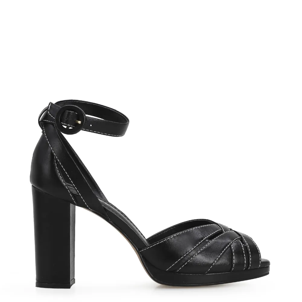 Sandália Tiras Couro Preto - imagem 2