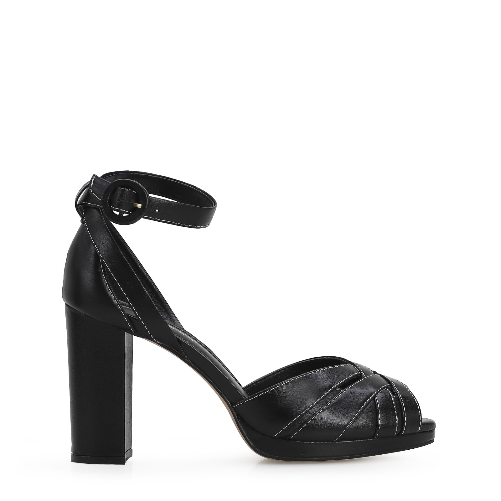 Sandália Tiras Couro Preto