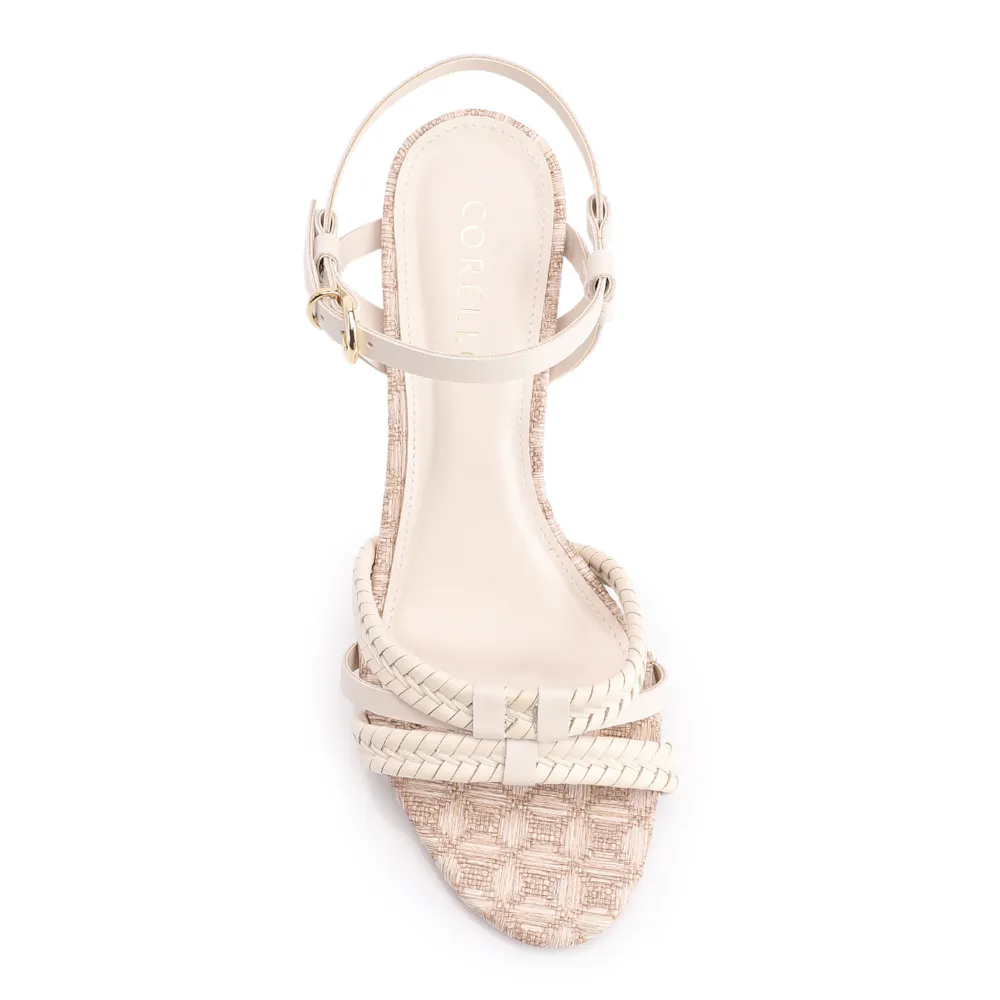 Sandália Tiras Couro/Ráfia Mosaico Off White - imagem 5