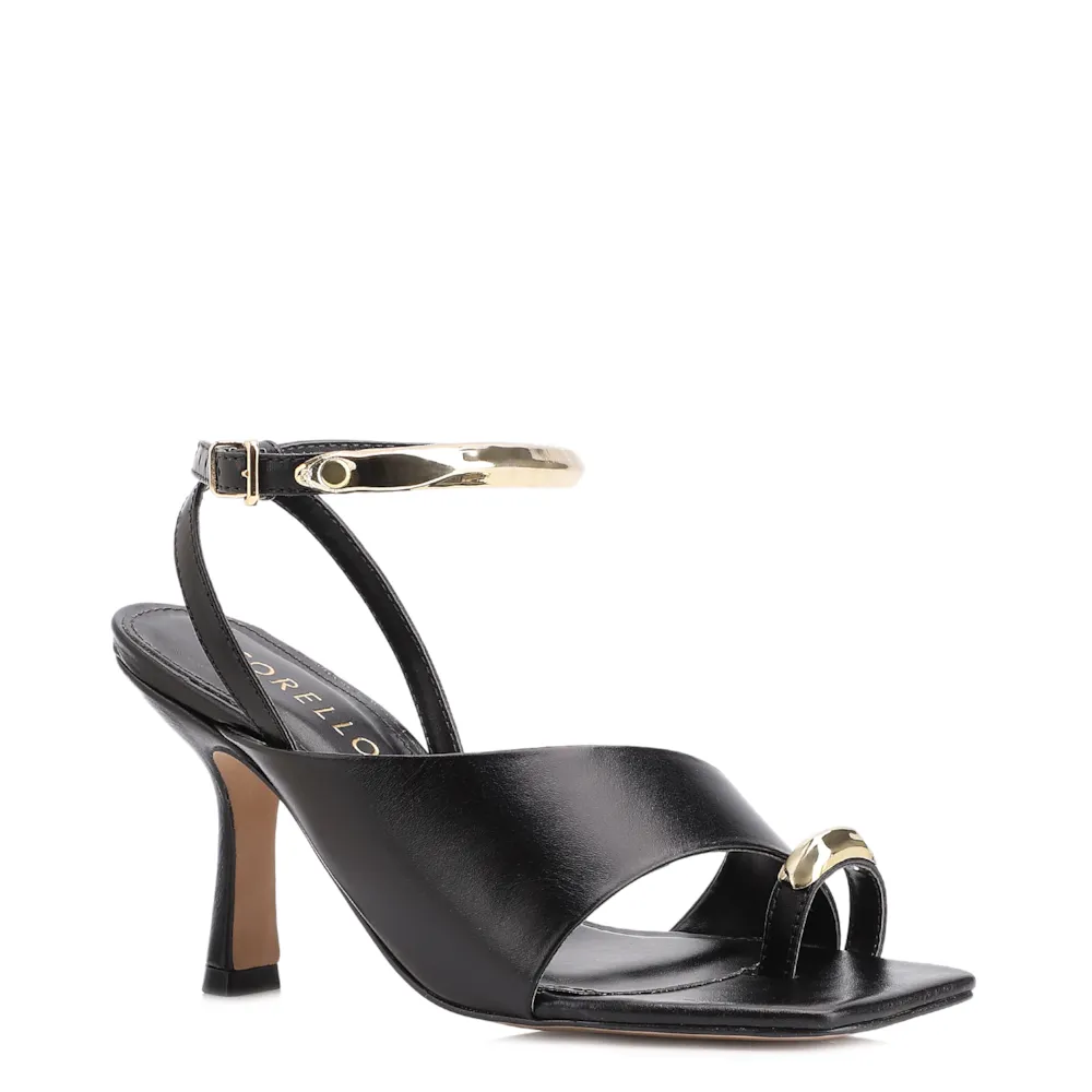 Sandália Toe Ring Couro Preto