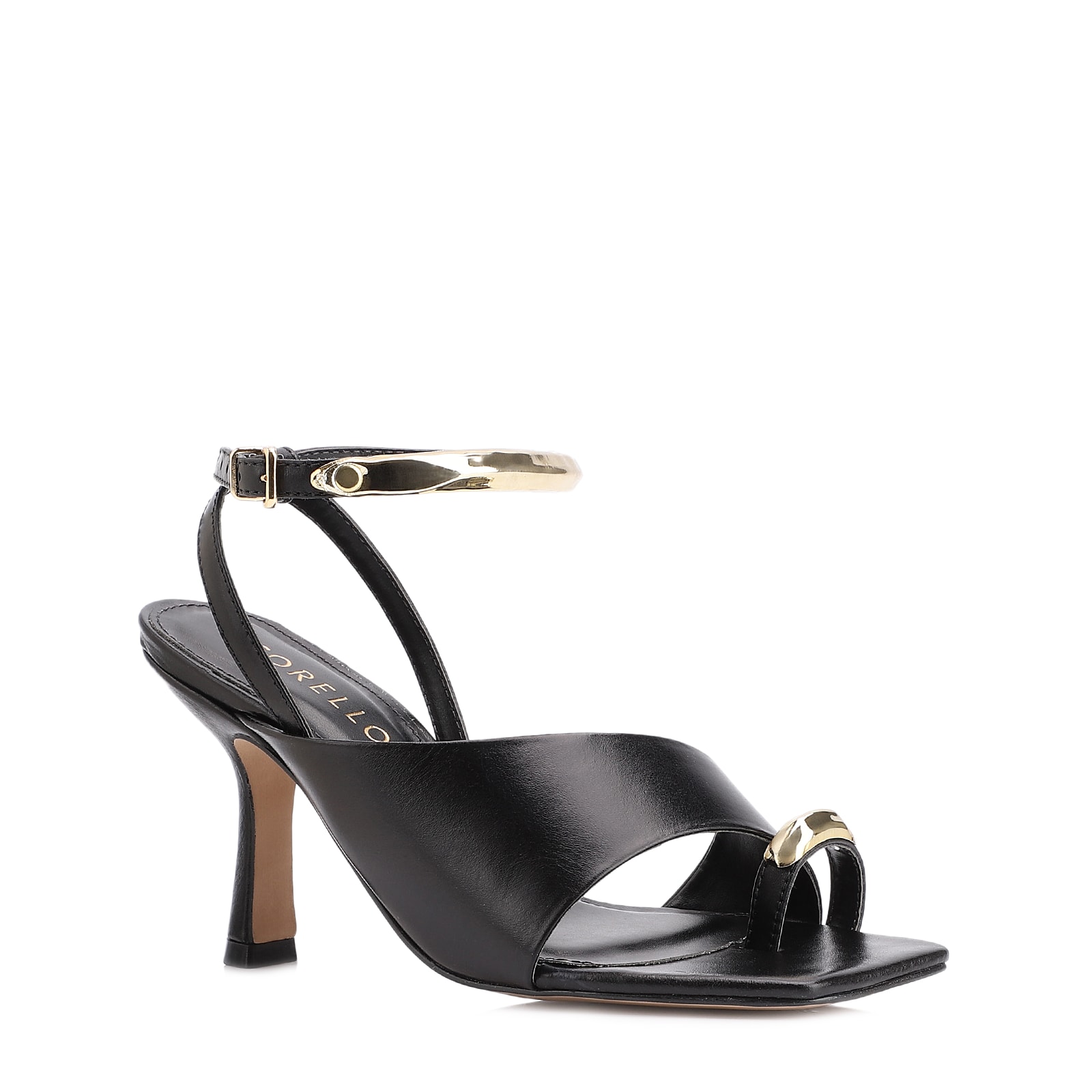 Sandália Toe Ring Couro Preto