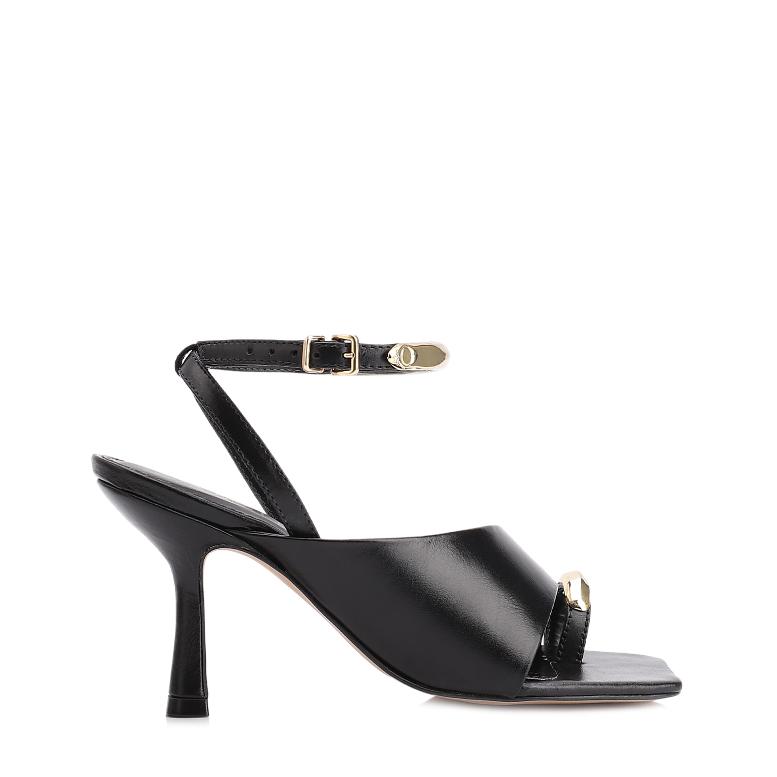 Sandália Toe Ring Couro Preto