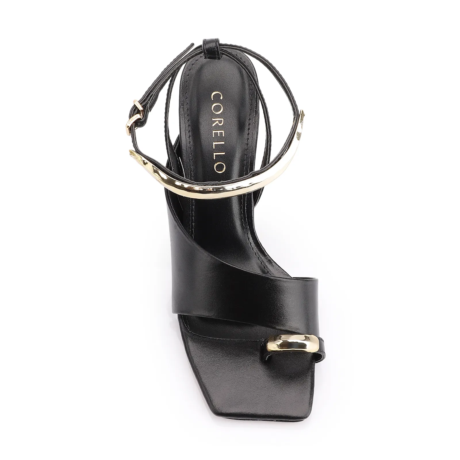 Sandália Toe Ring Couro Preto