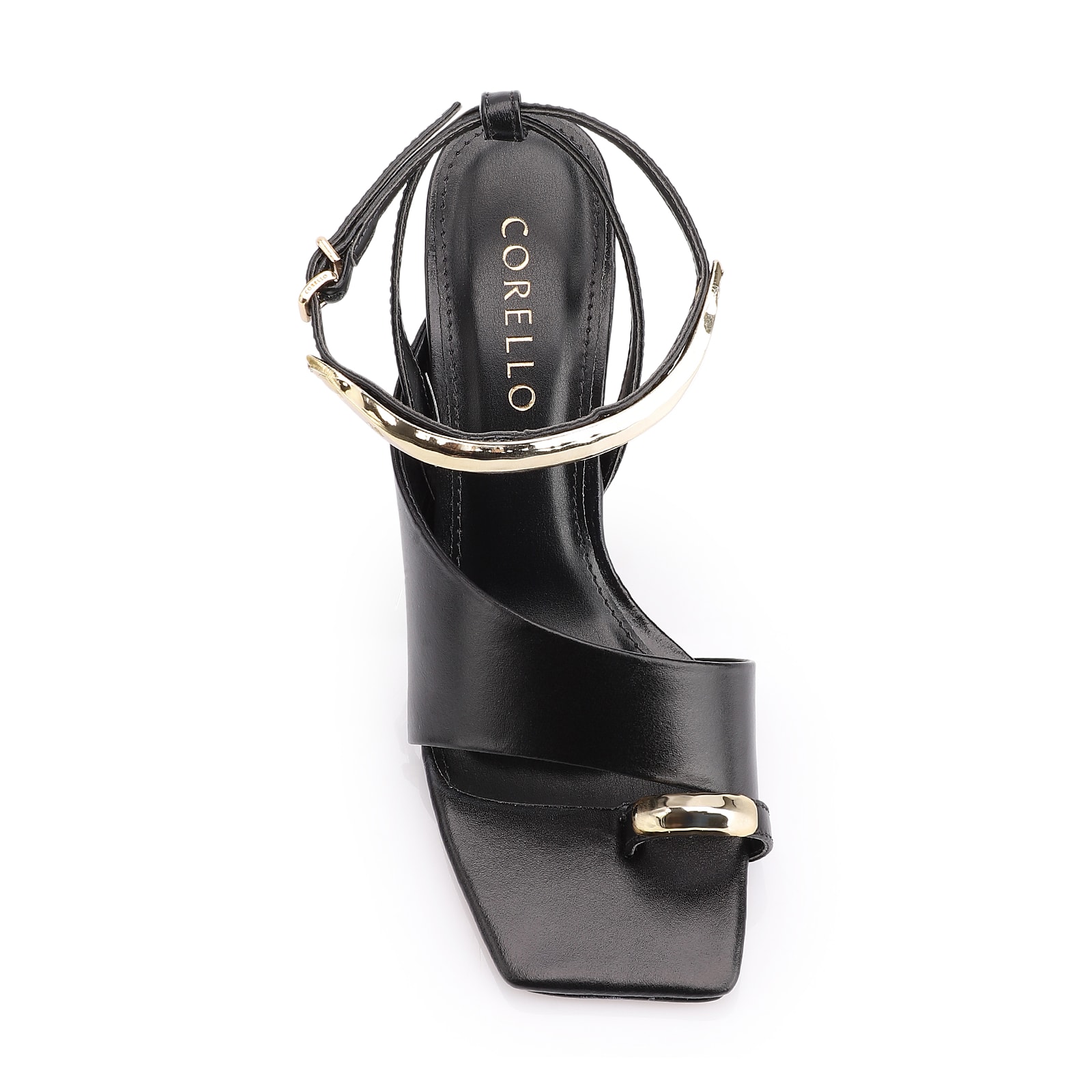 Sandália Toe Ring Couro Preto