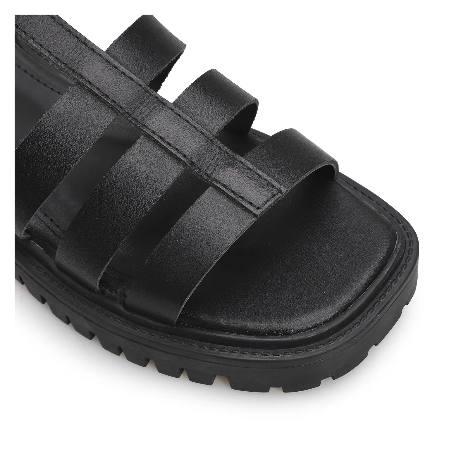 Sandália Tratorada Couro Preto
