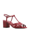 Sandália Vermelha Salto Bloco Médio Couro Tiras Transpassadas - imagem 1