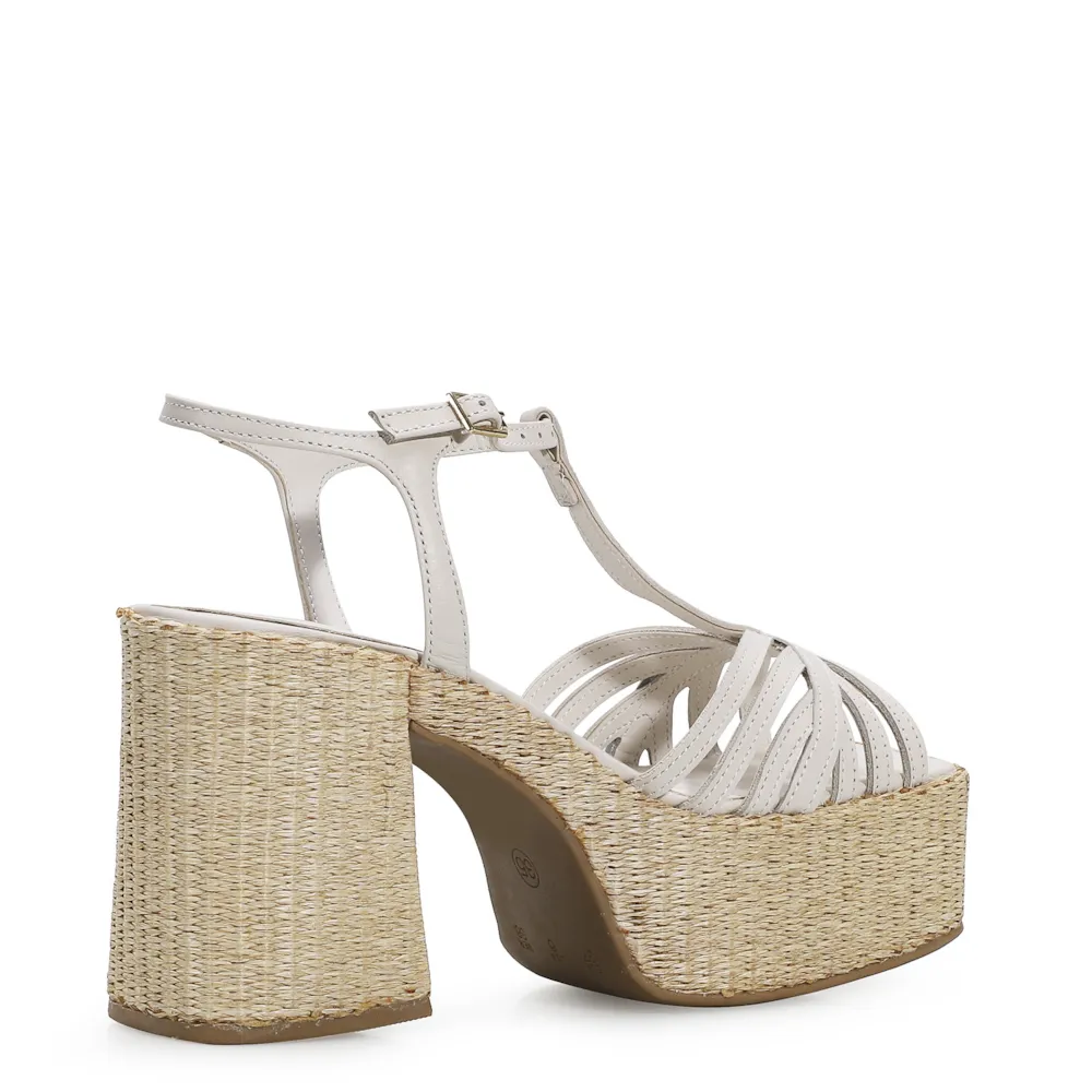 Sandália Yara Couro Off White/Ráfia - imagem 4