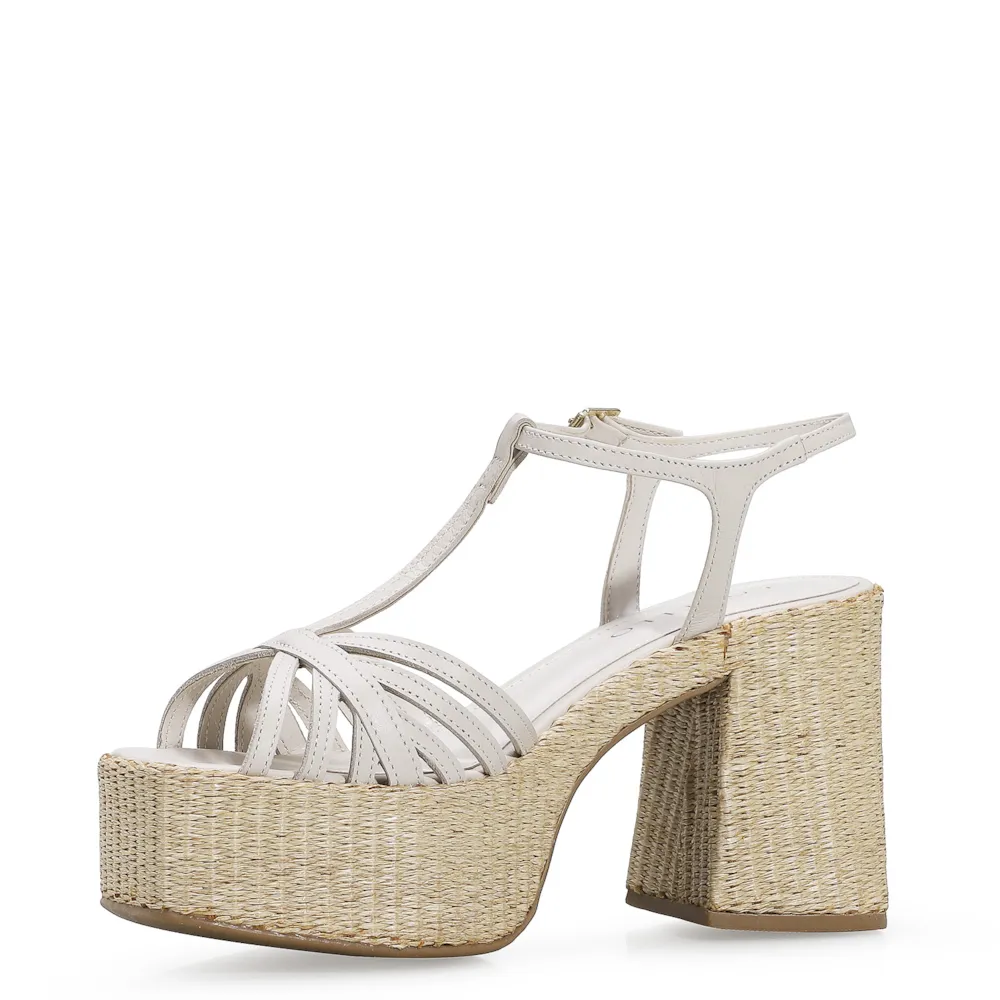Sandália Yara Couro Off White/Ráfia - imagem 5