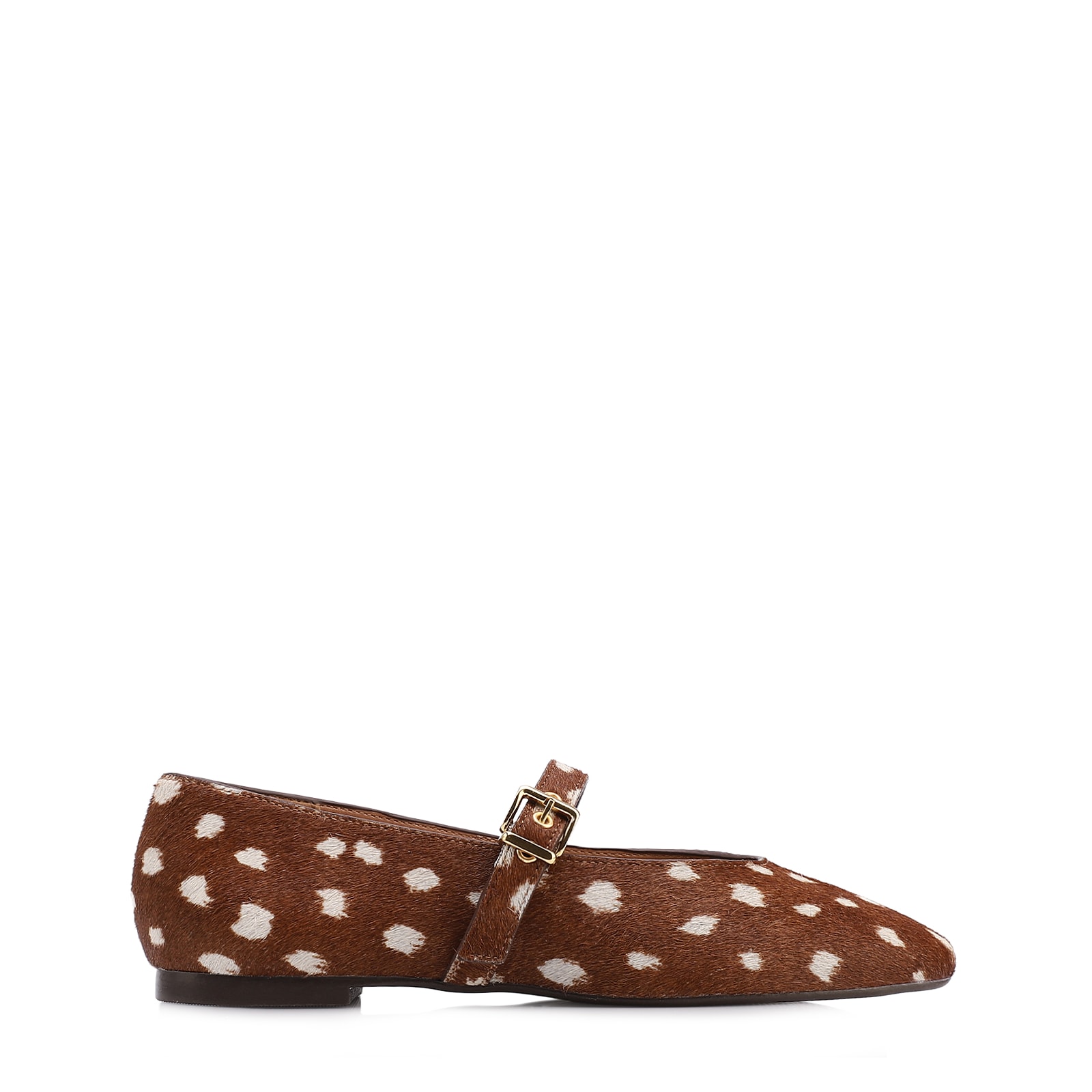 Sapatilha Animal Print Couro Pelo Fivela