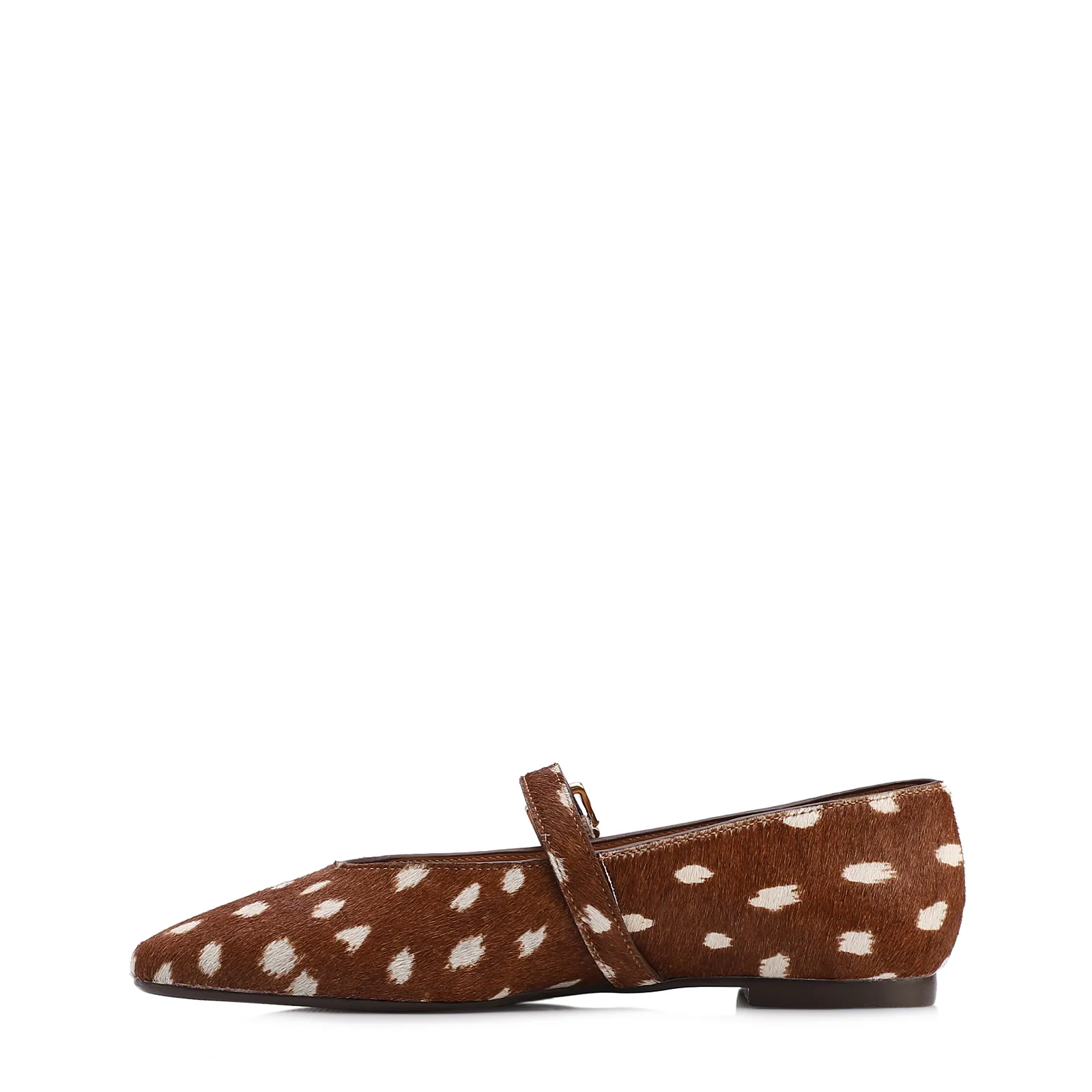 Sapatilha Animal Print Couro Pelo Fivela