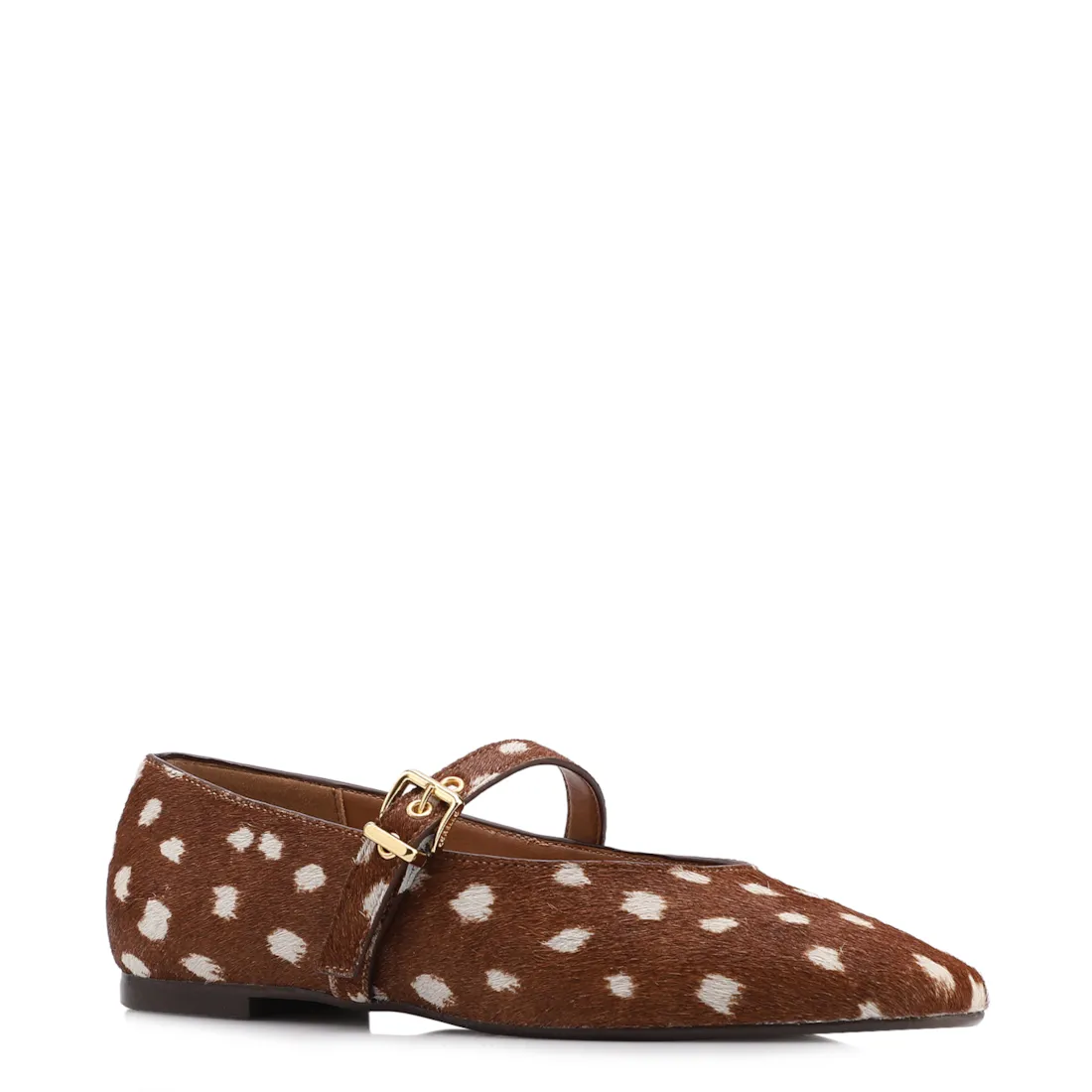 Sapatilha Animal Print Couro Pelo Fivela