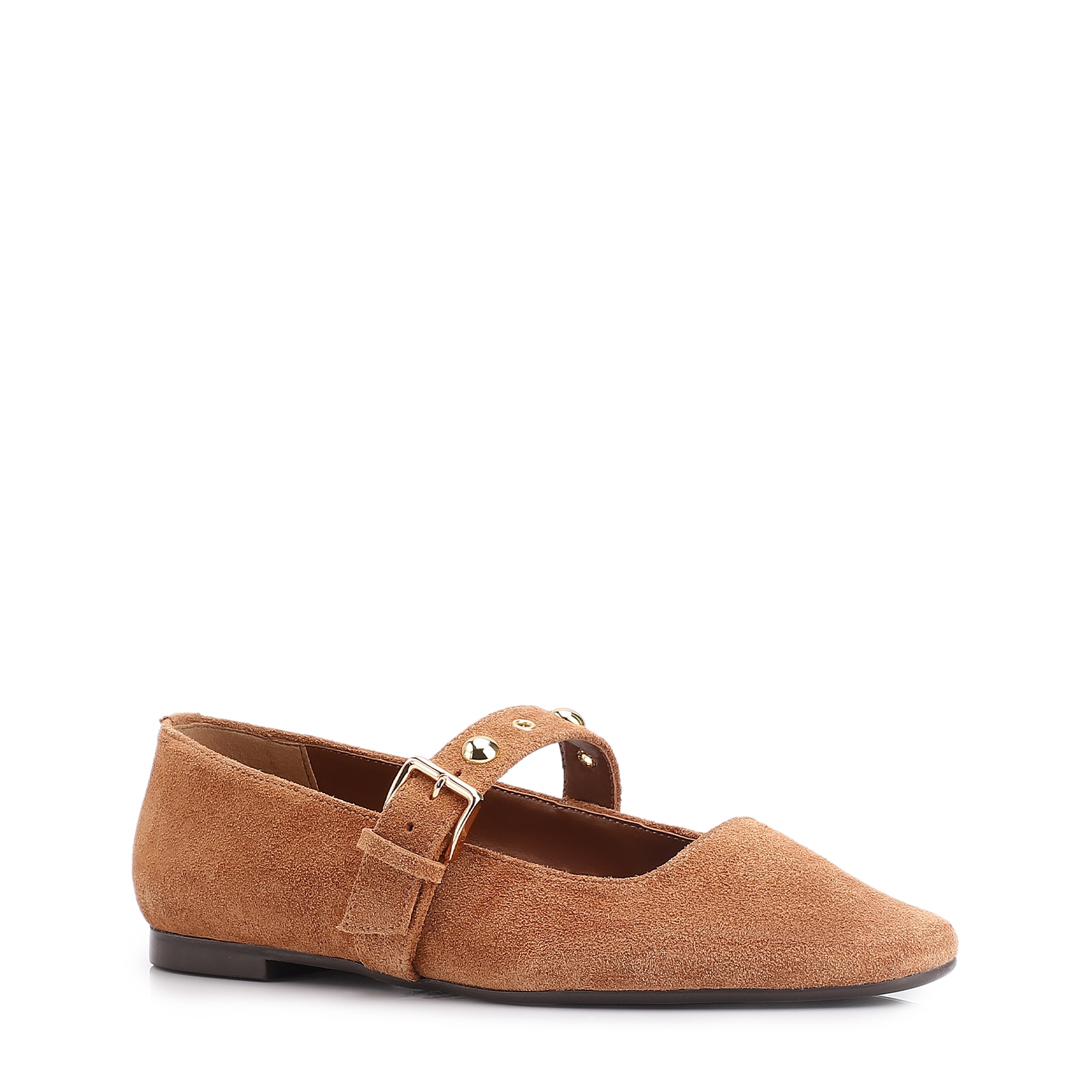 Sapatilha Aplicações Couro Camurça Marrom