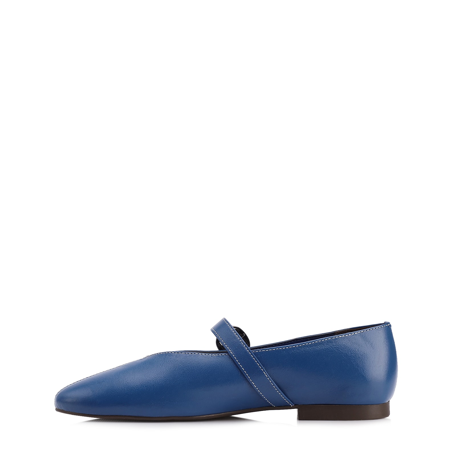 Sapatilha Azul Couro Fivela Dourada