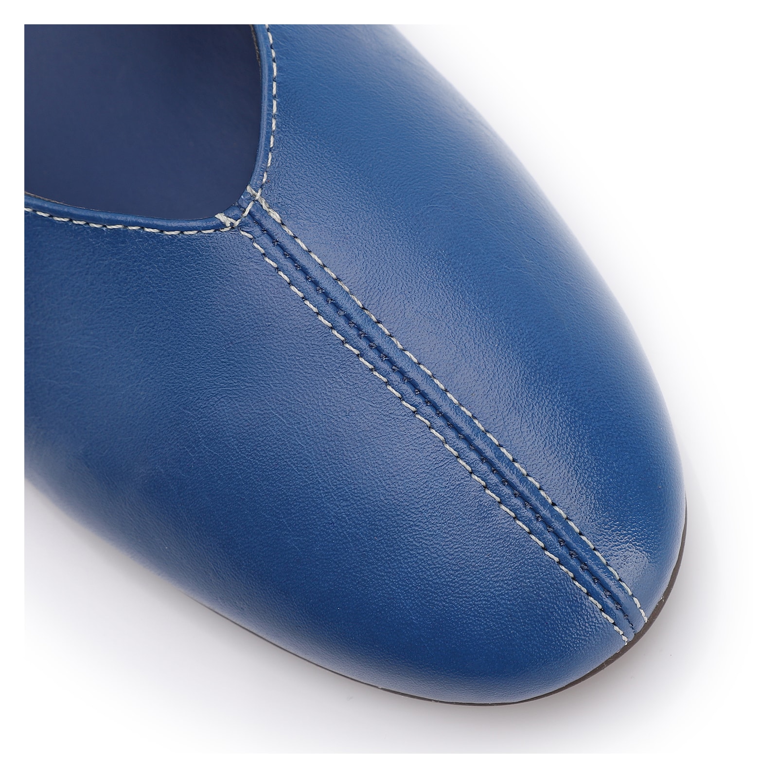 Sapatilha Azul Couro Fivela Dourada