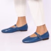 Sapatilha Azul Couro Fivela Dourada - imagem 2
