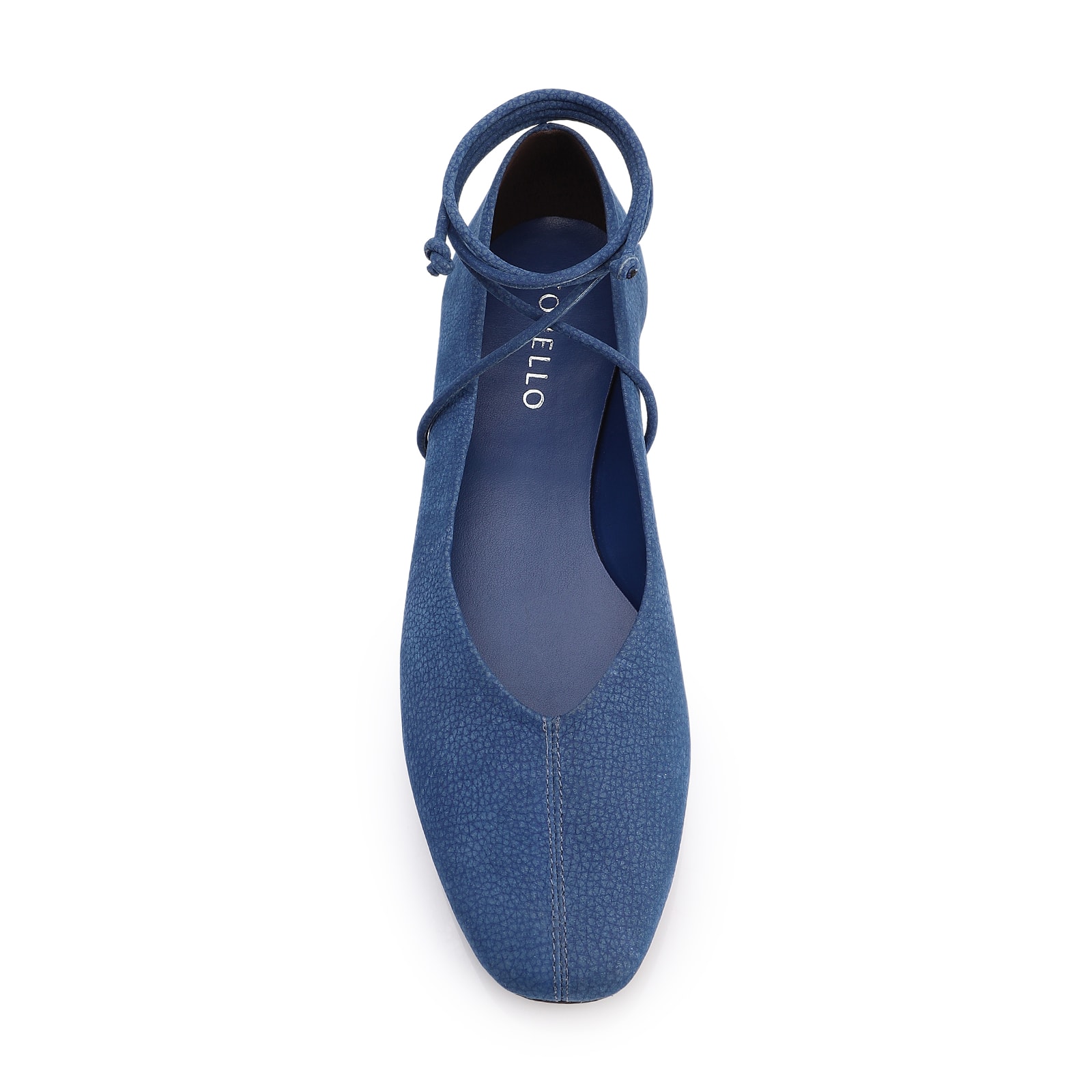 Sapatilha Azul Couro Nobuck Floater Bico Quadrado Amarração