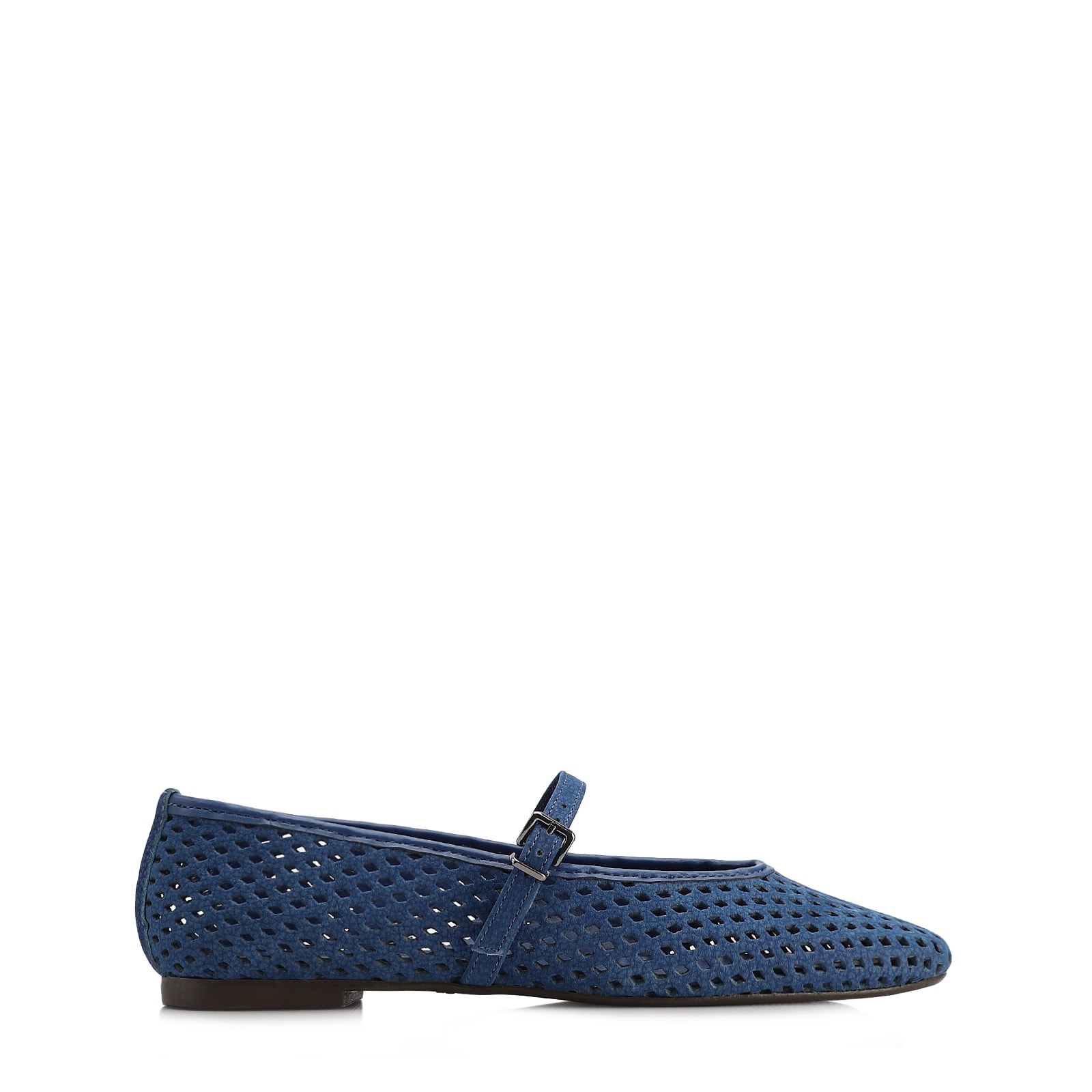Sapatilha Azul Couro Nobuck Floater Perfuro Fivela