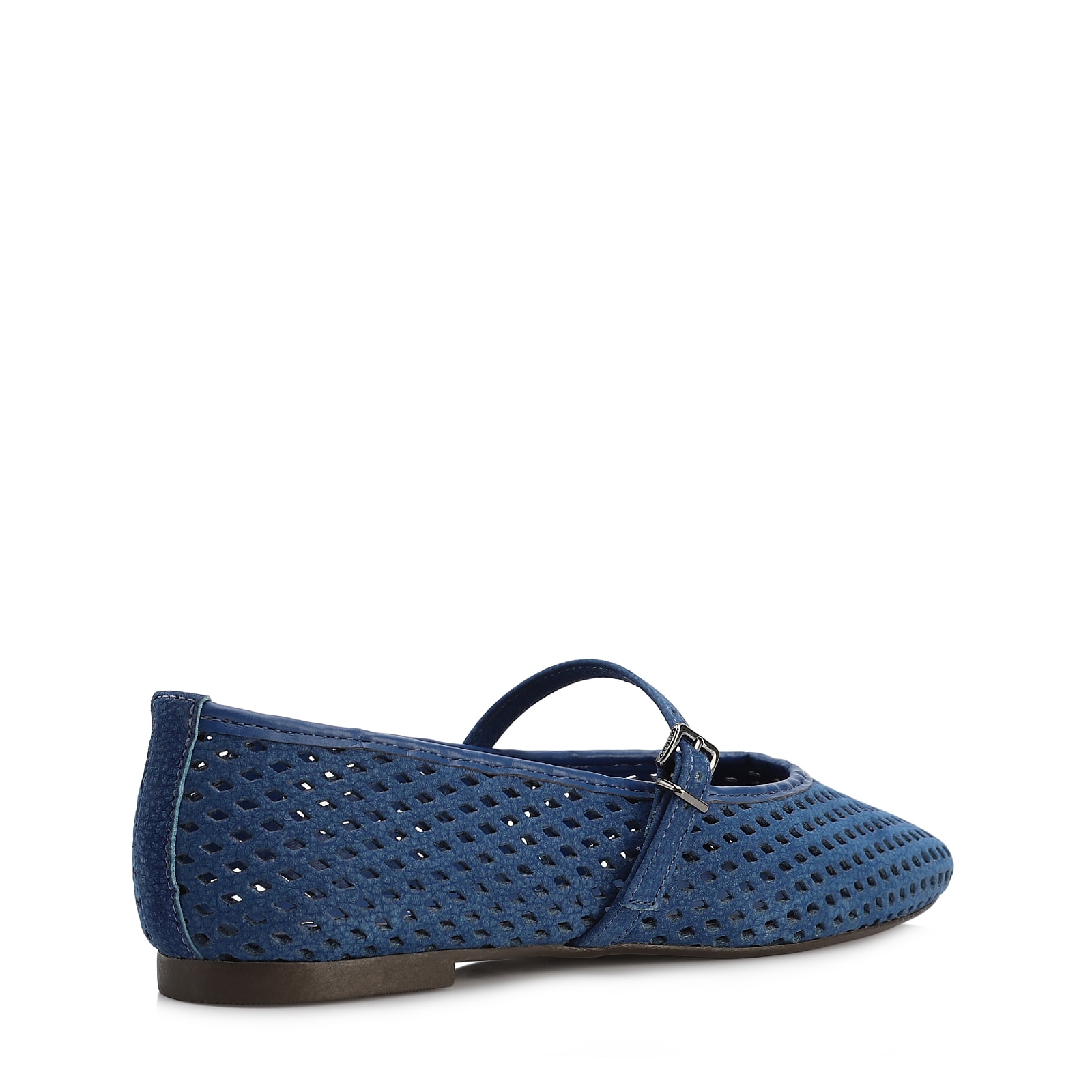 Sapatilha Azul Couro Nobuck Floater Perfuro Fivela