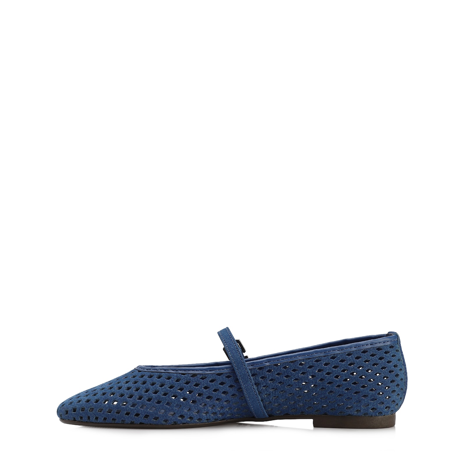 Sapatilha Azul Couro Nobuck Floater Perfuro Fivela