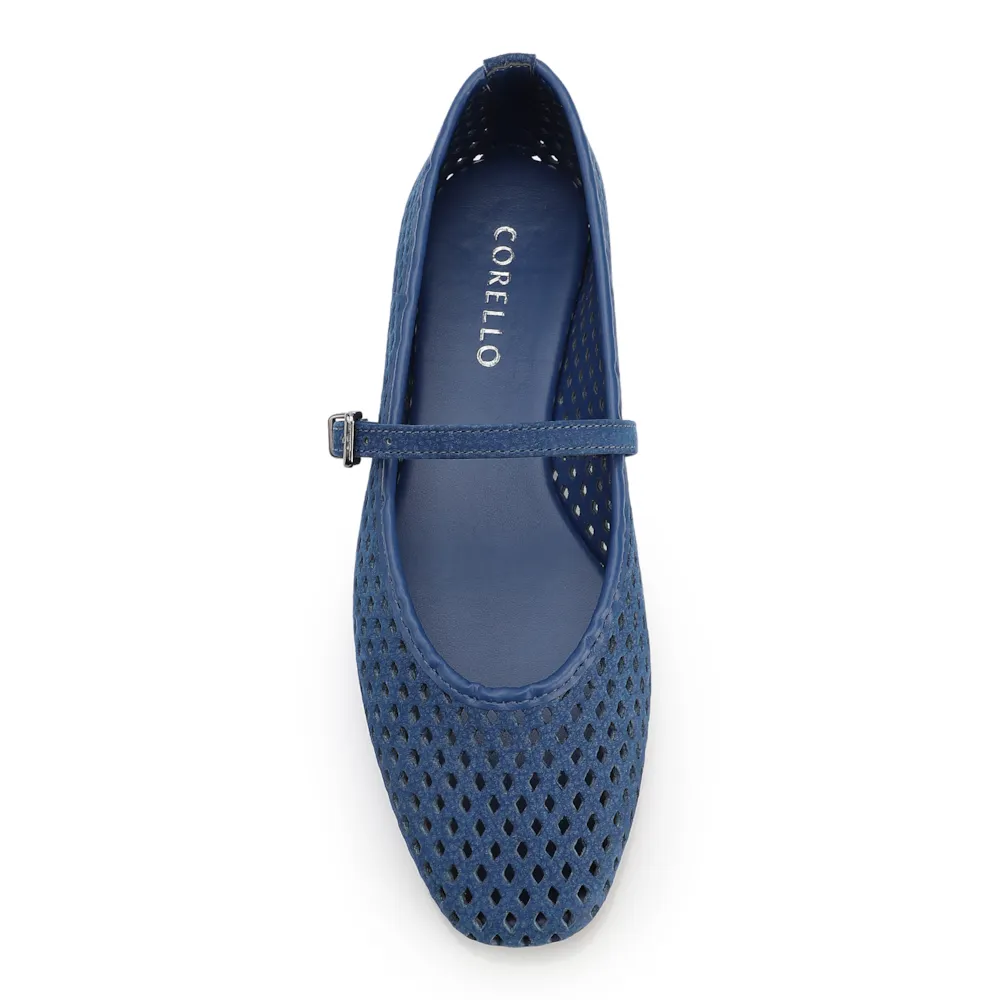 Sapatilha Azul Couro Nobuck Floater Perfuro Fivela - imagem 6
