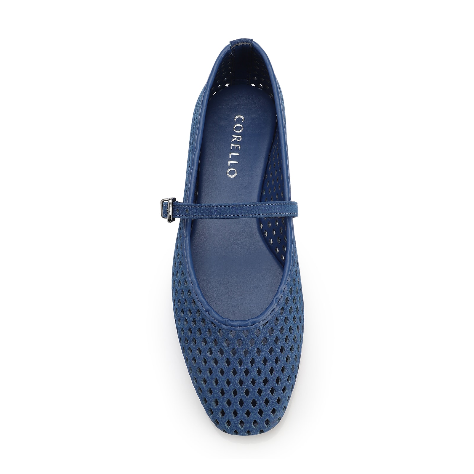 Sapatilha Azul Couro Nobuck Floater Perfuro Fivela