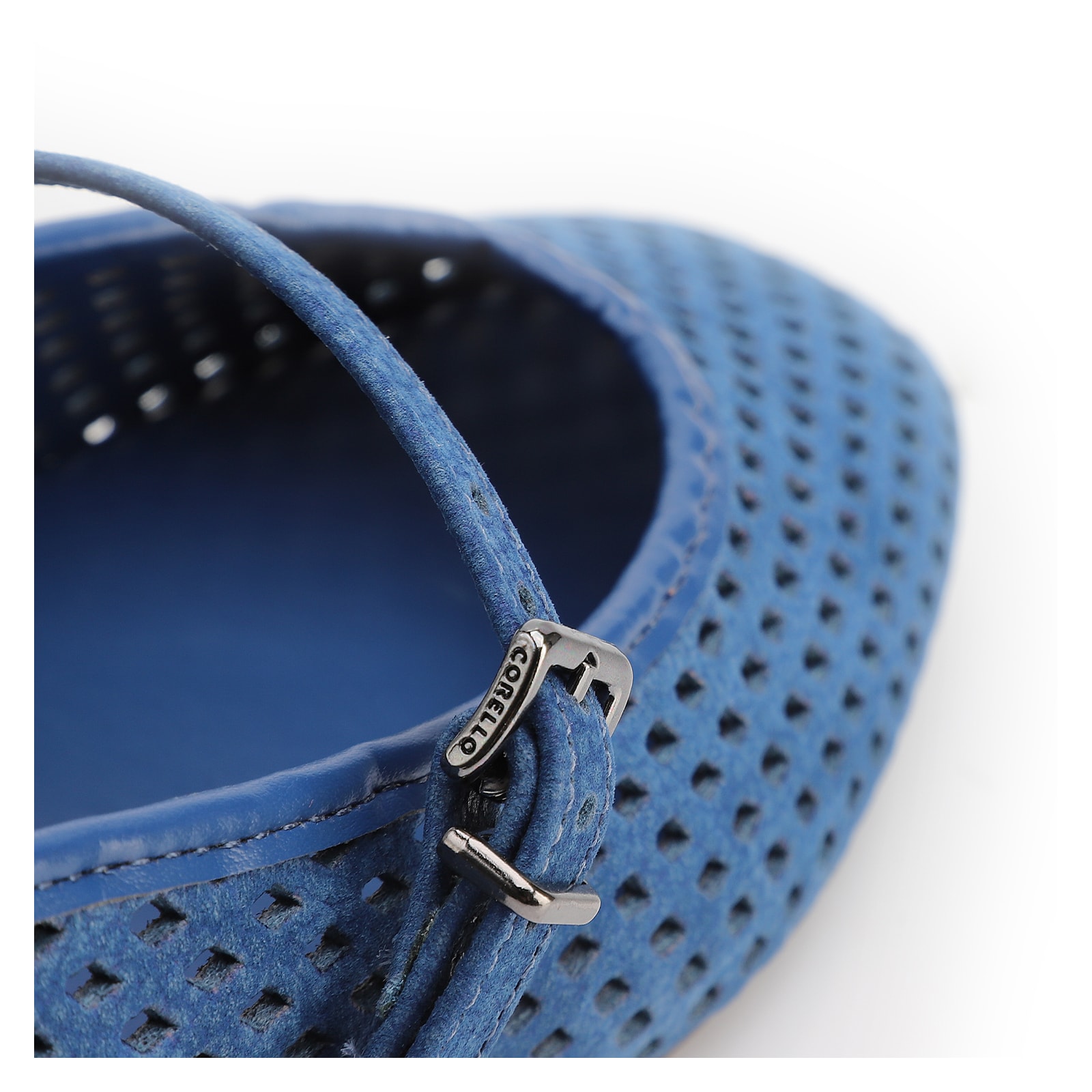 Sapatilha Azul Couro Nobuck Floater Perfuro Fivela