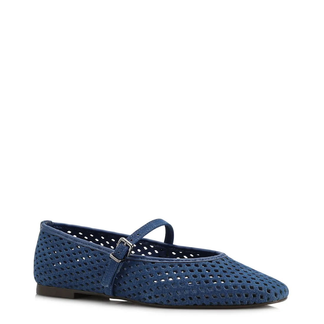 Sapatilha Azul Couro Nobuck Floater Perfuro Fivela