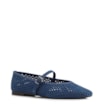Sapatilha Azul Couro Nobuck Floater Perfuro Fivela - imagem 1