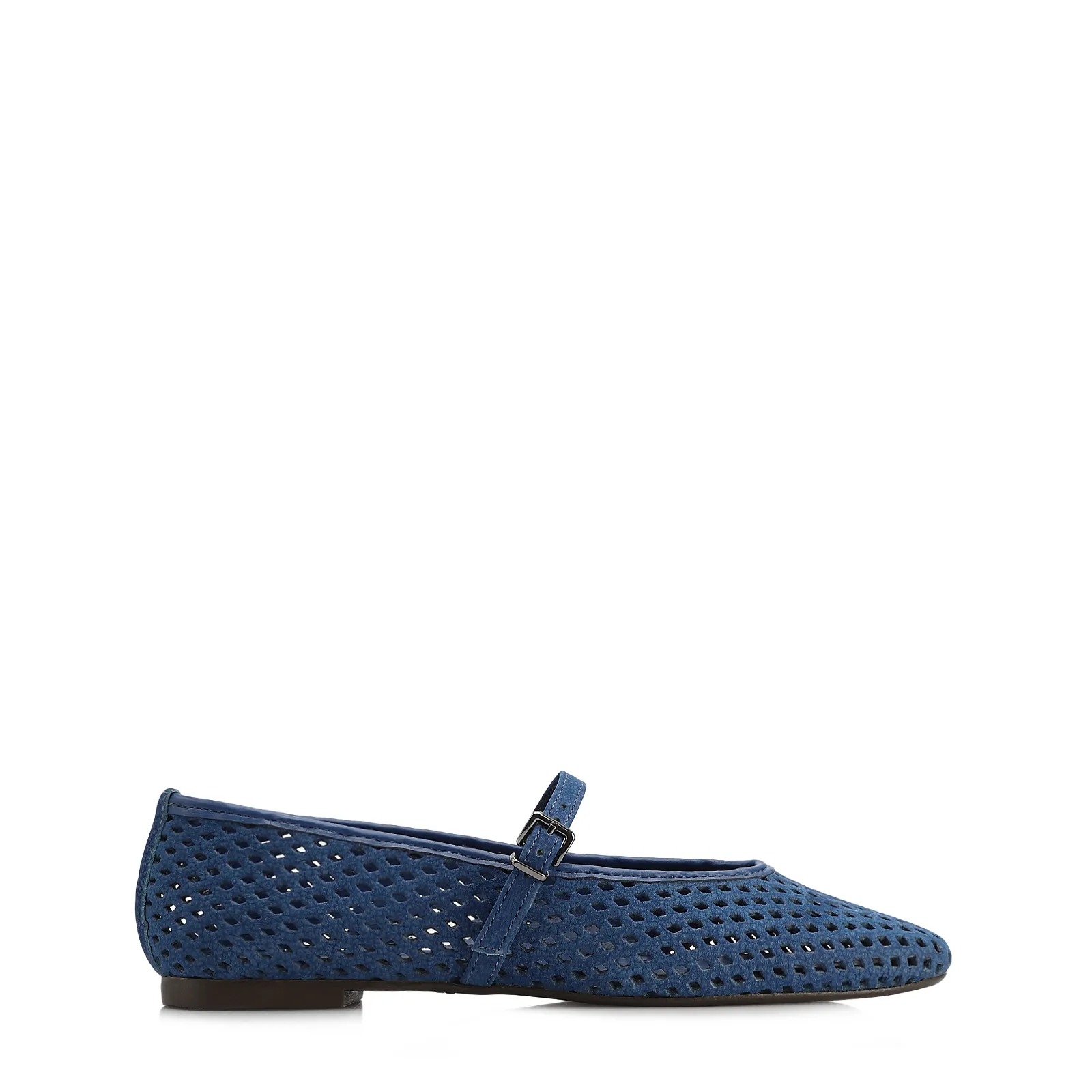 Sapatilha Azul Couro Nobuck Floater Perfuro Fivela