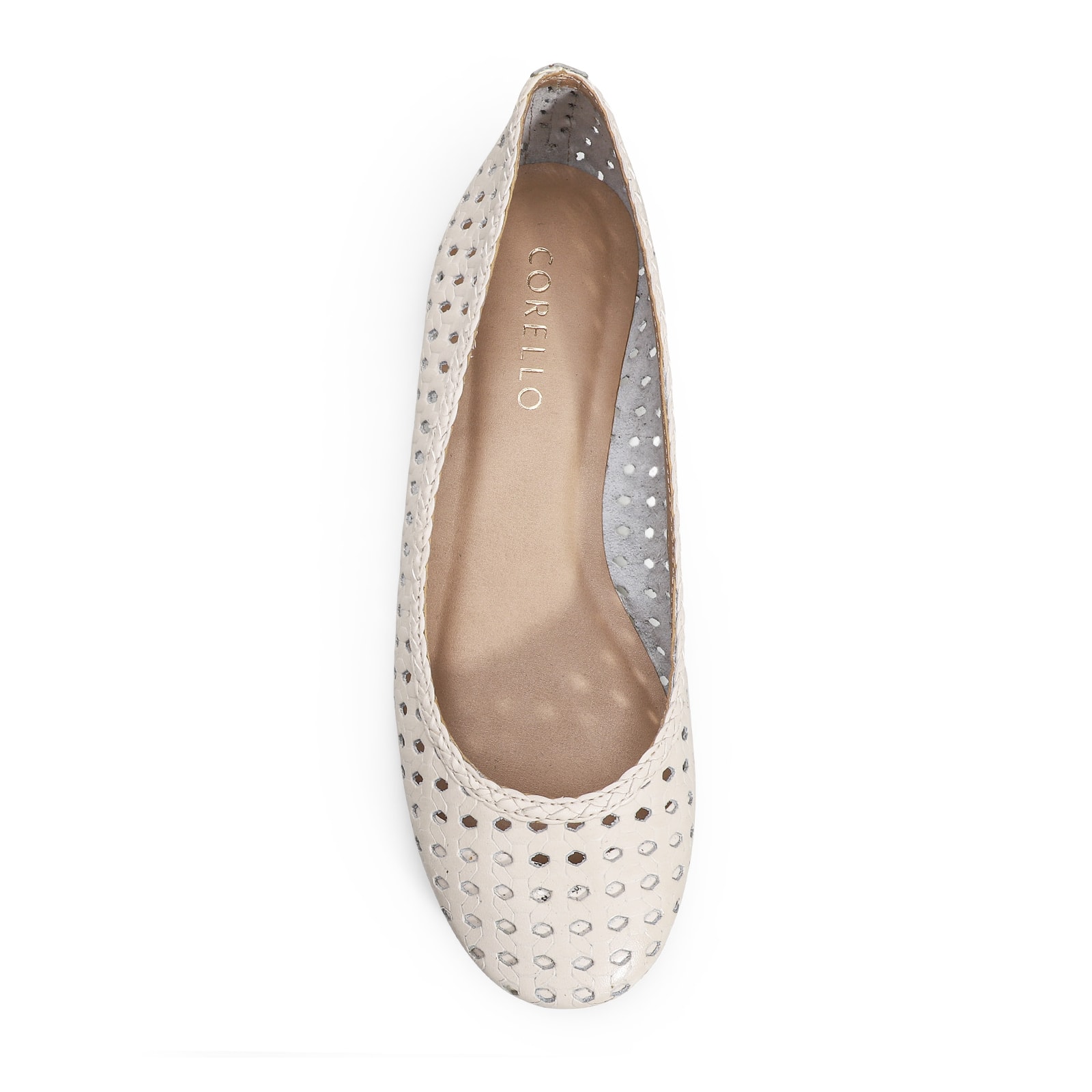 Sapatilha Ballerina Couro Off White