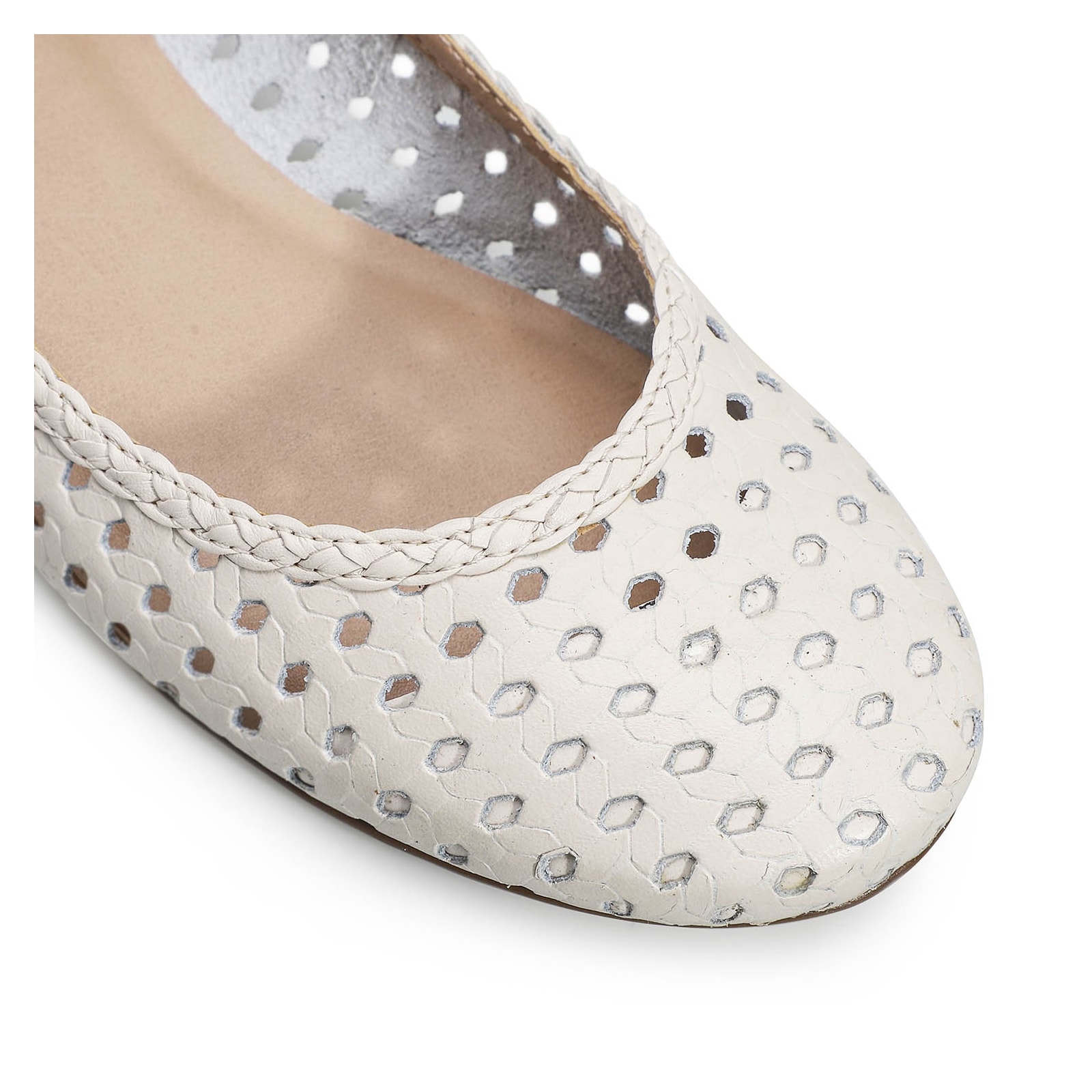 Sapatilha Ballerina Couro Off White