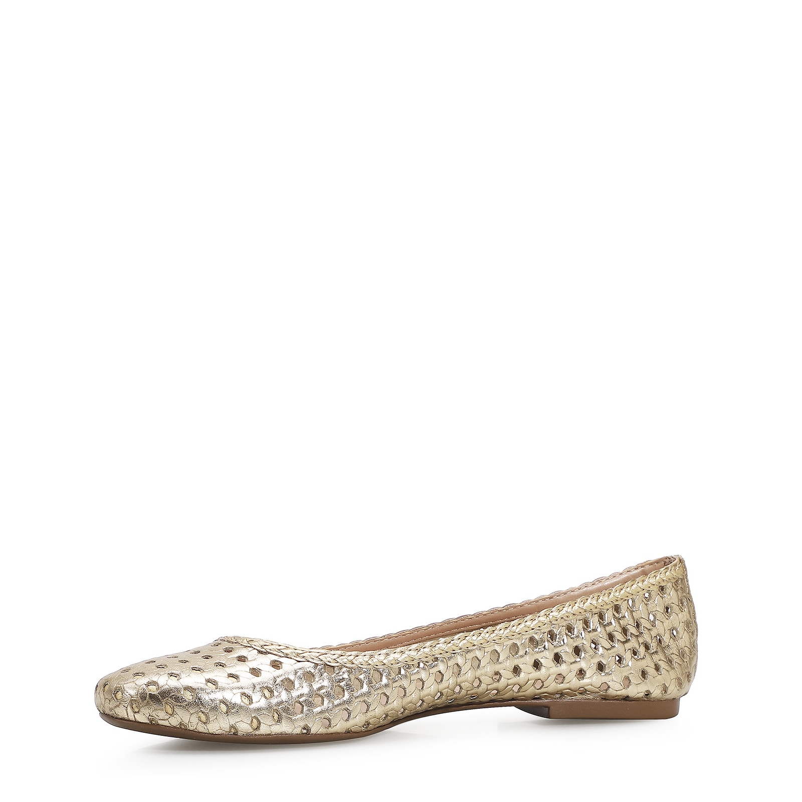 Sapatilha Ballerina Couro Ouro Light