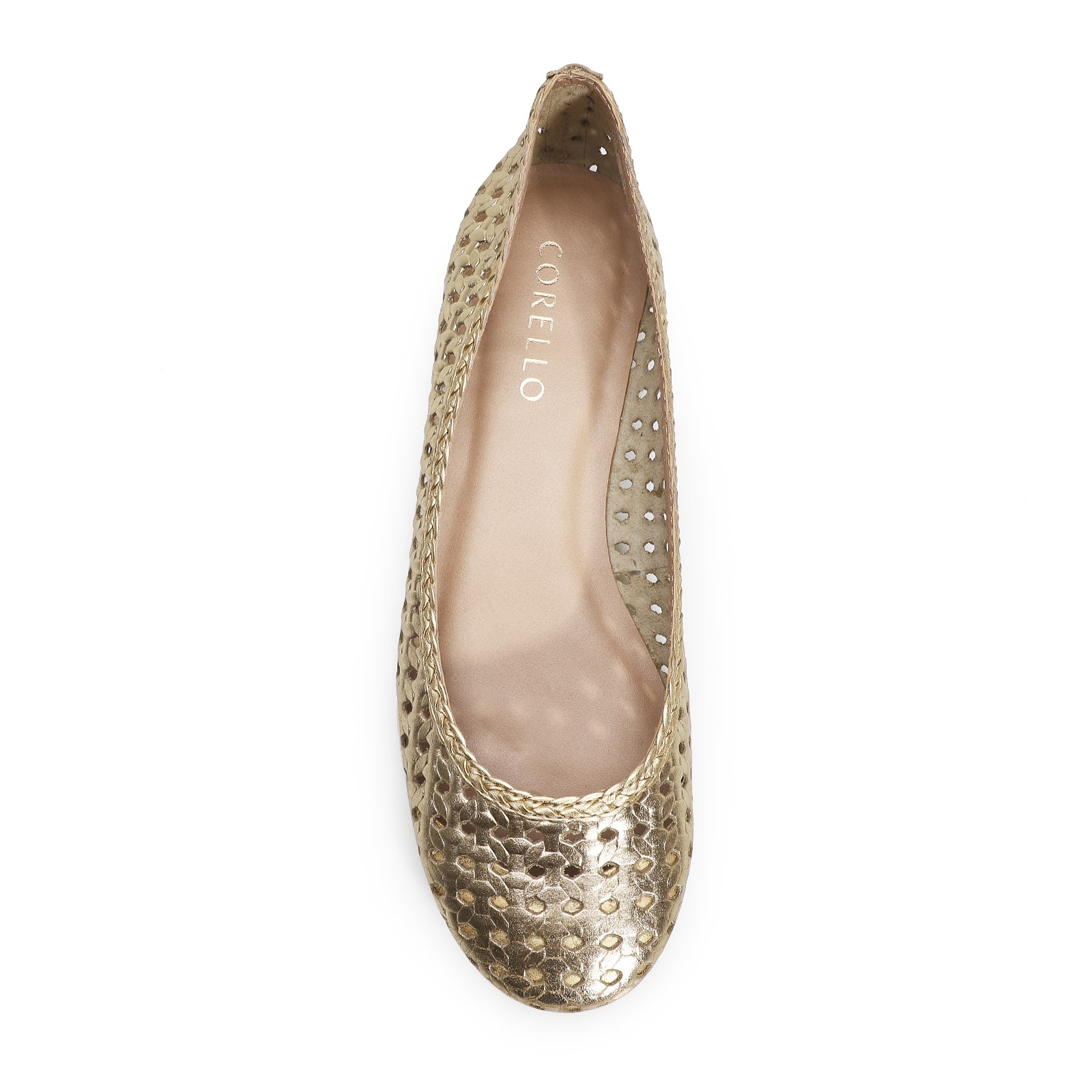 Sapatilha Ballerina Couro Ouro Light