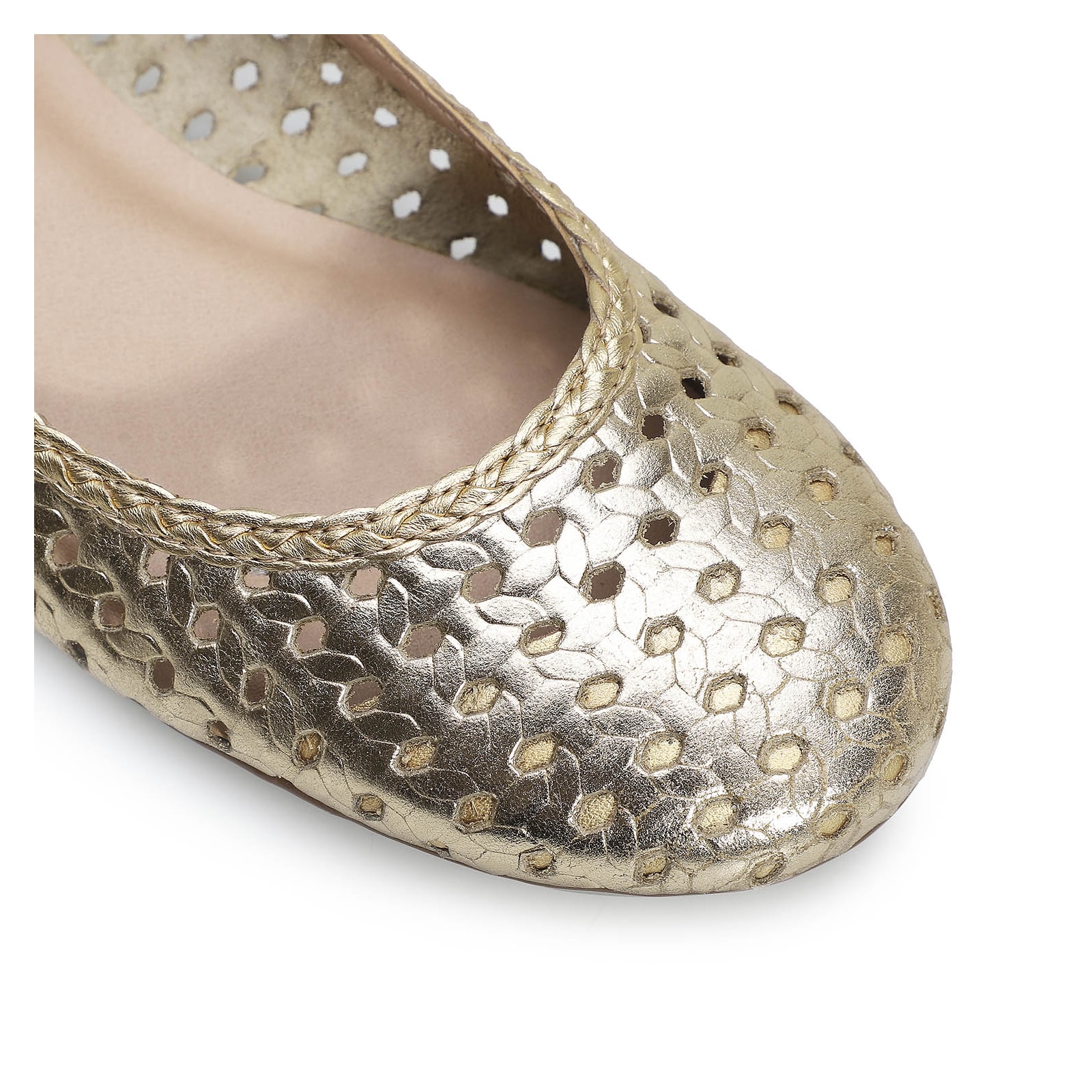 Sapatilha Ballerina Couro Ouro Light