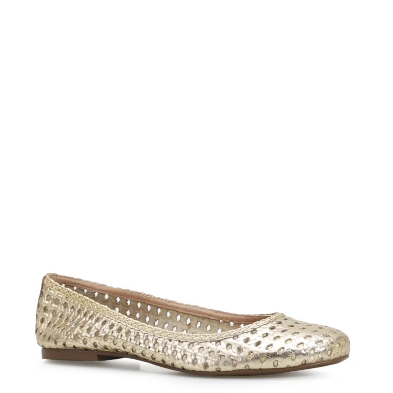 Sapatilha Ballerina Couro Ouro Light