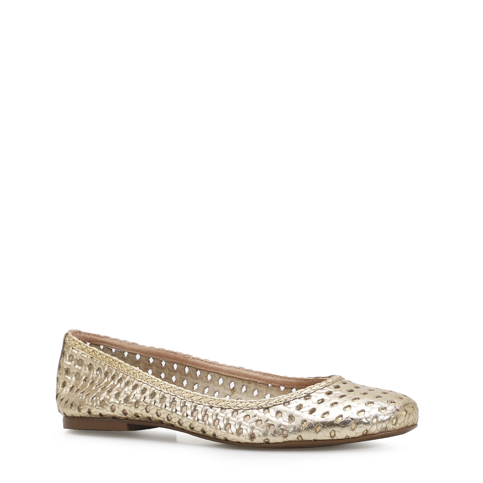 Sapatilha Ballerina Couro Ouro Light