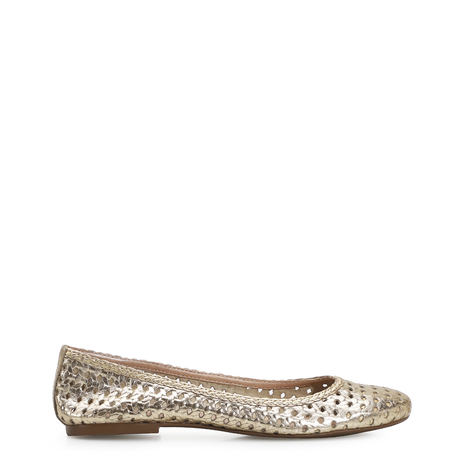 Sapatilha Ballerina Couro Ouro Light