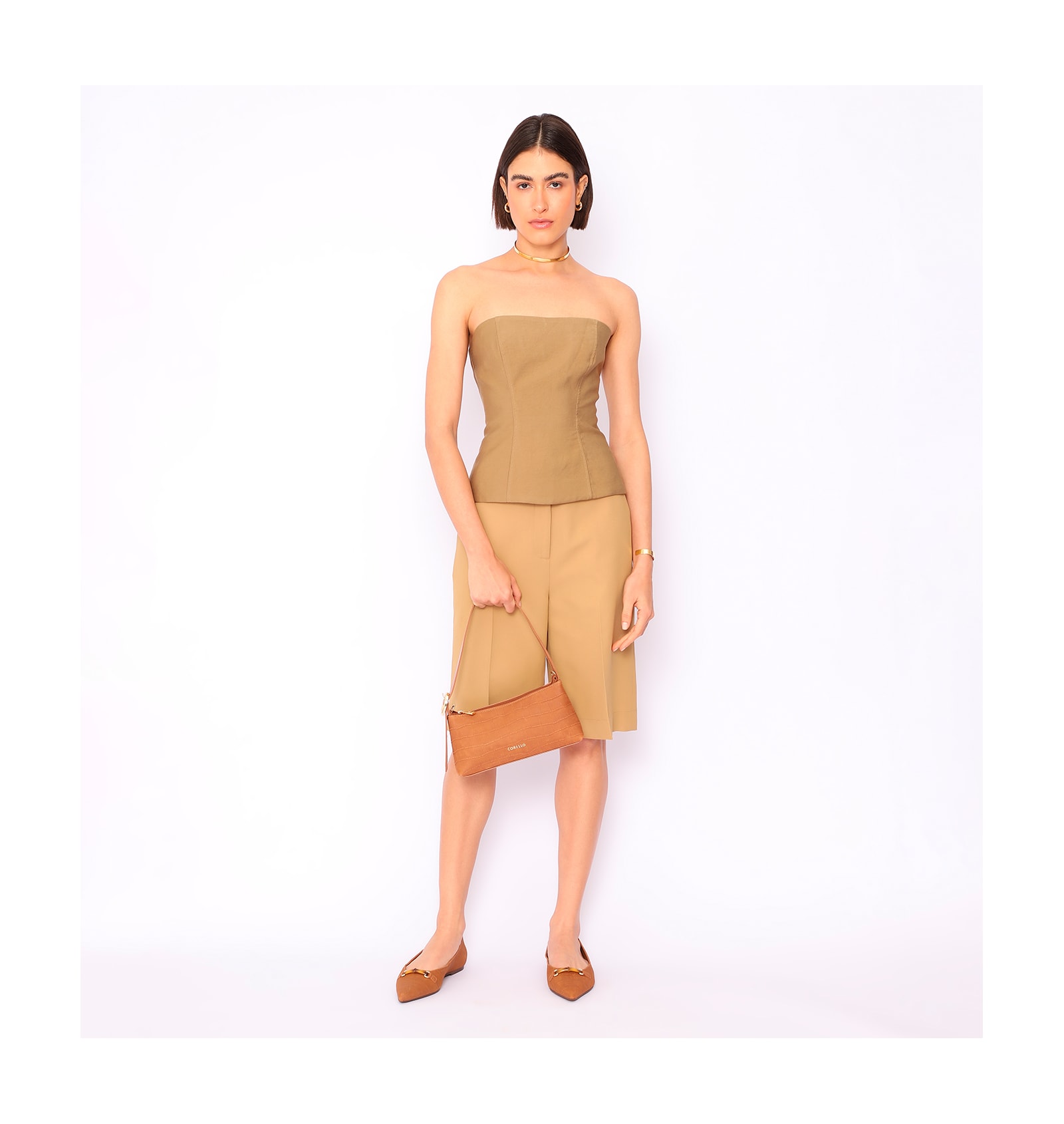 Sapatilha Bambu Couro Nobuck Croco Marrom